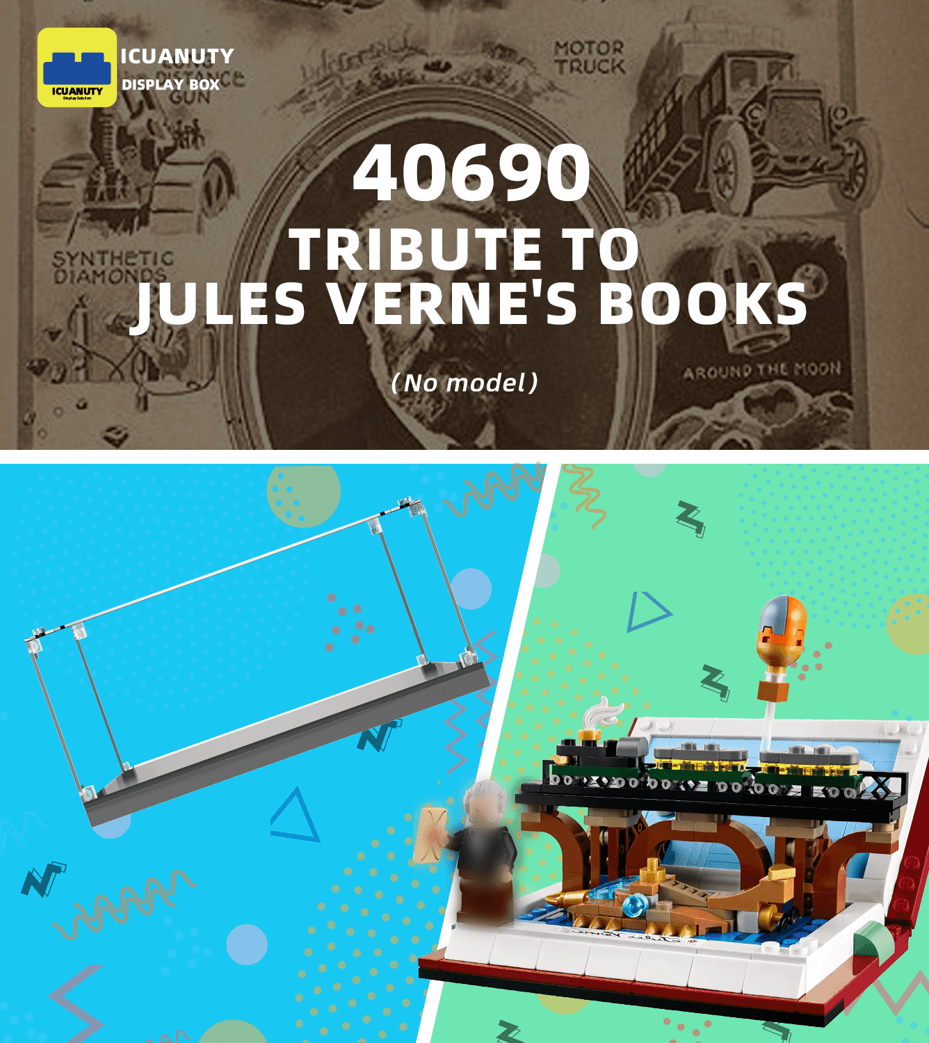 LEGO Tribute to Jules Verne's Books 40690 Display Case - Protective Showcase for LEGO Collectibles | Perfect for Home Decor, Office Display & Gift Giving