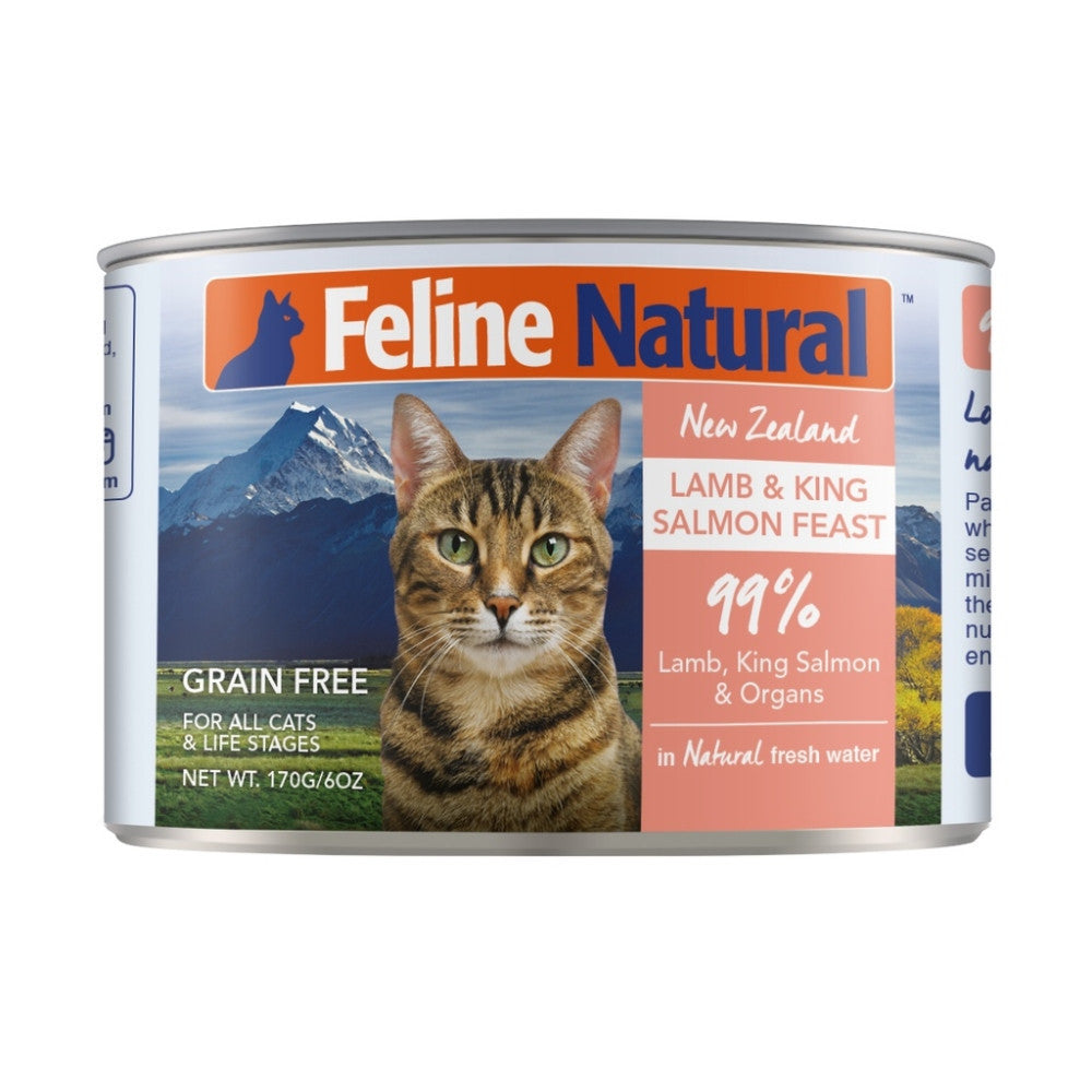 Feline Natural Grain-Free Canned Cat Food - 170g Beef, Chicken, Lamb, Hoki & Venison Variety Pack (12 Cans) | High-Protein Wet Food for Adult Cats | Perfect for Picky Eaters & Weight Management
