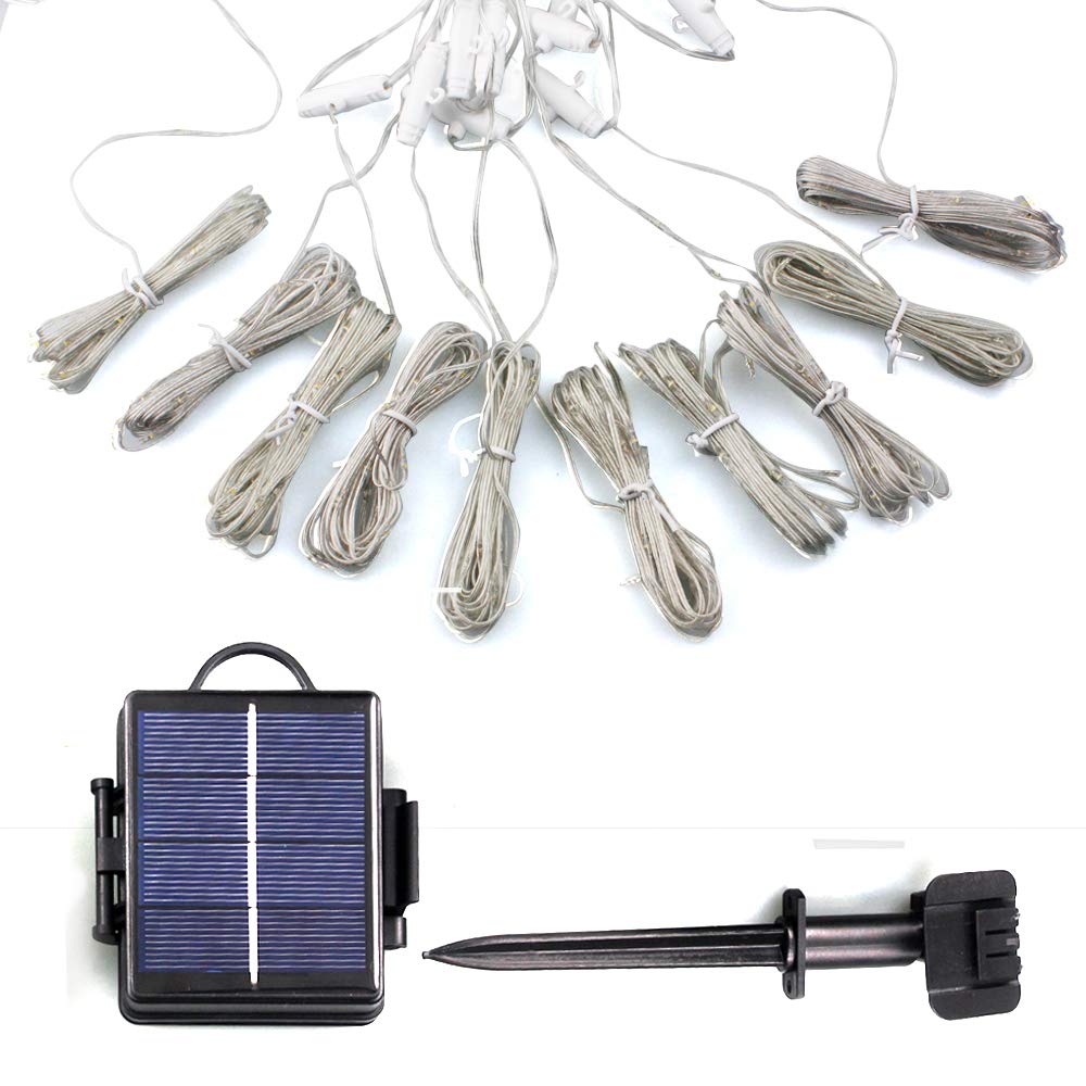 Gritech Solar Powered Mini Canopy Fairy Lights - 8-Rib LED Umbrella String Lights with Battery Backup for Outdoor/Indoor Use - Perfect for Garden, Backyard, Patio, Holiday & Party Decor (Warm White) - Create Magical Ambiance for Weddings, Dinners & Relaxing Evenings