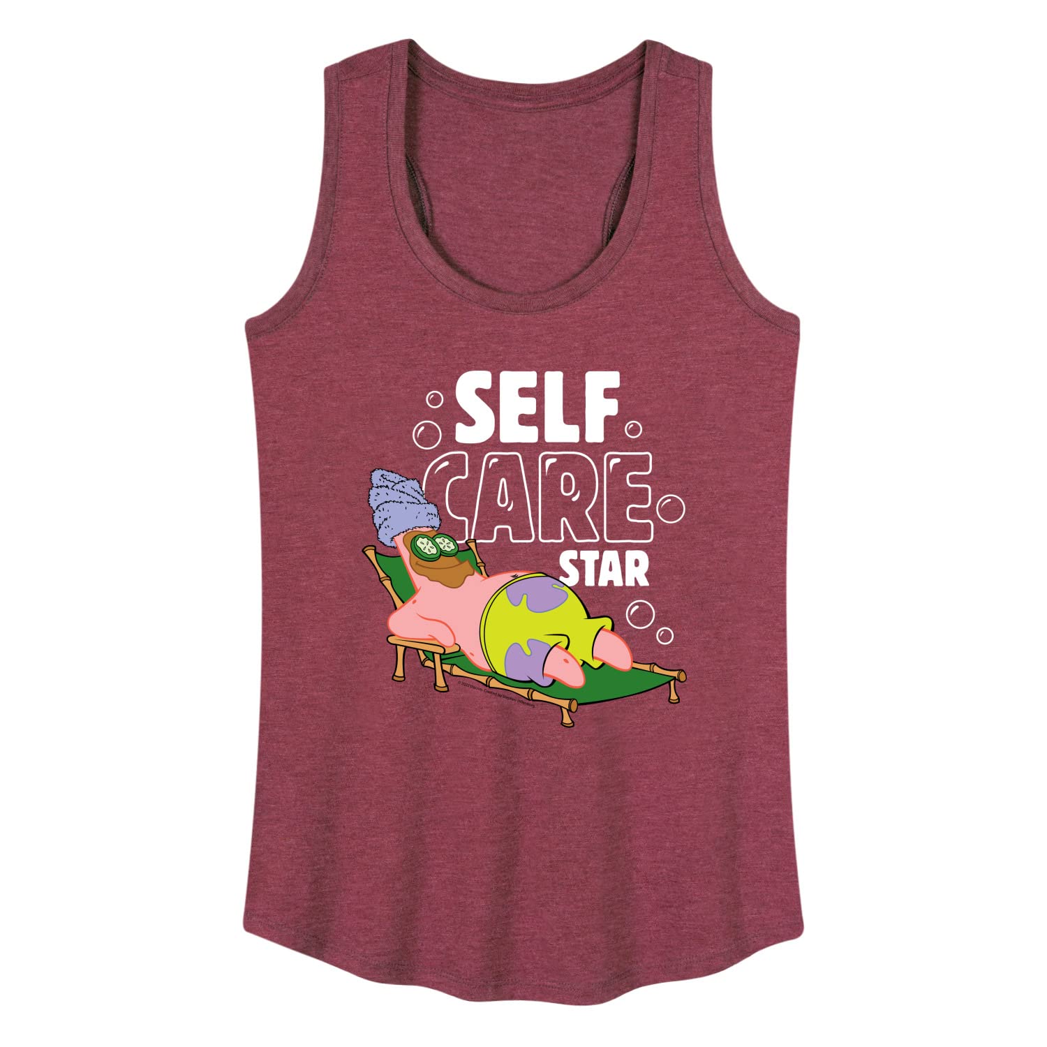 SpongeBob SpongePants Women's Racerback Tank Top - Soft Self Care Star Graphic Tee - Comfortable Workout & Lounge Wear for Women - Perfect for Gym, Yoga, and Casual Outfits