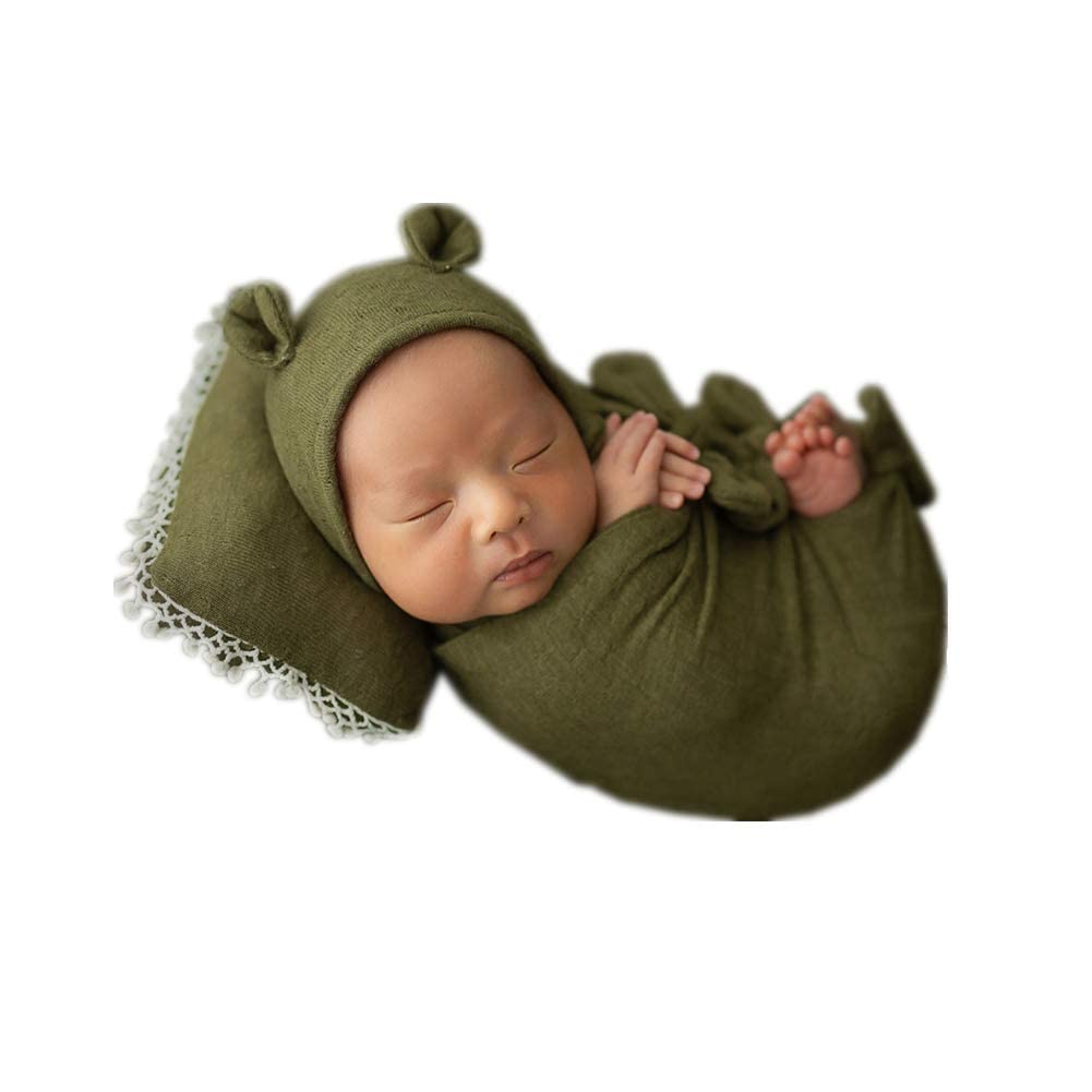Vemonllas Newborn Photography Props Set - 4PCS Baby Boy Girl Bow Wrap, Posing Aid, Hat & Blanket | Perfect for Newborn Photo Shoots, Baby Showers & First Birthday Decorations