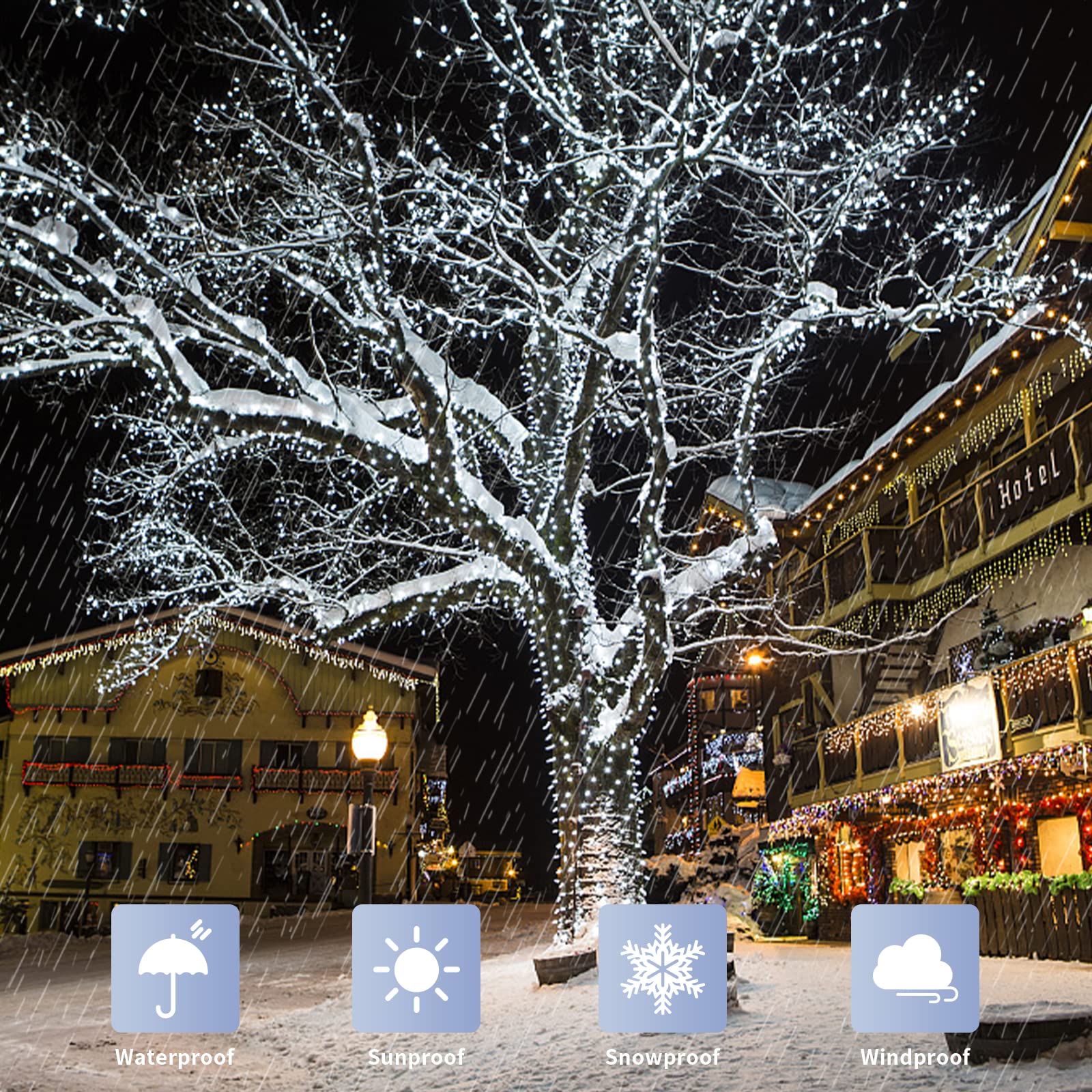 JMEXSUSS 200 LED White Christmas Lights Outdoor - 66ft Waterproof Twinkle String Lights with 8 Modes & Green Wire - Perfect for Christmas Tree, Xmas Wedding, Party & Indoor/Outdoor Holiday Decorations