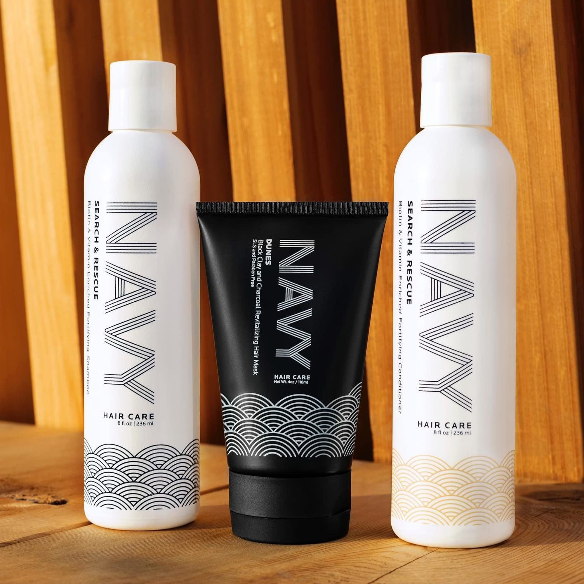 Navy Hair Care Shampoo & Conditioner Set with Hydrating Clay Mask | Repairing Kit for Damaged Hair | Strengthening Shampoo & Deep Conditioner for Dry, Brittle Hair | Perfect for Rescue Workers & Outdoor Enthusiasts