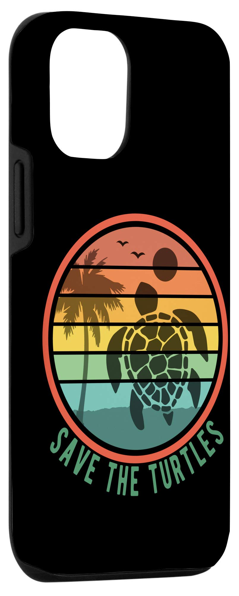 iPhone 12/12 Pro Case - Eco-Friendly Sea Turtle Design with Retro Sunset Art | Perfect Gift for Ocean Lovers & Turtle Conservation Supporters | Durable Protective Phone Cover for Daily Use & Outdoor Activities