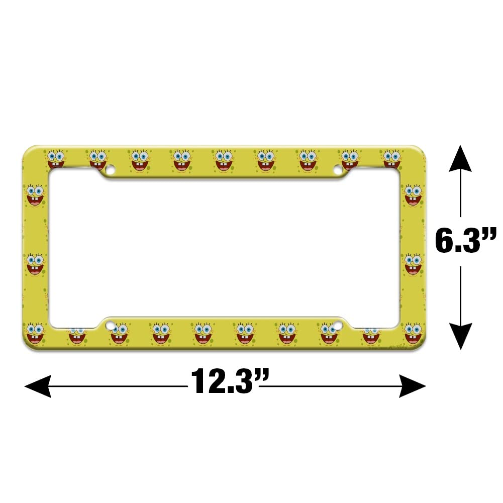 Spongebob Goofy Smile Face License Plate Frame - Fun Cartoon Car Accessory for Nickelodeon Fans - Perfect for Cars, Trucks & Motorcycles