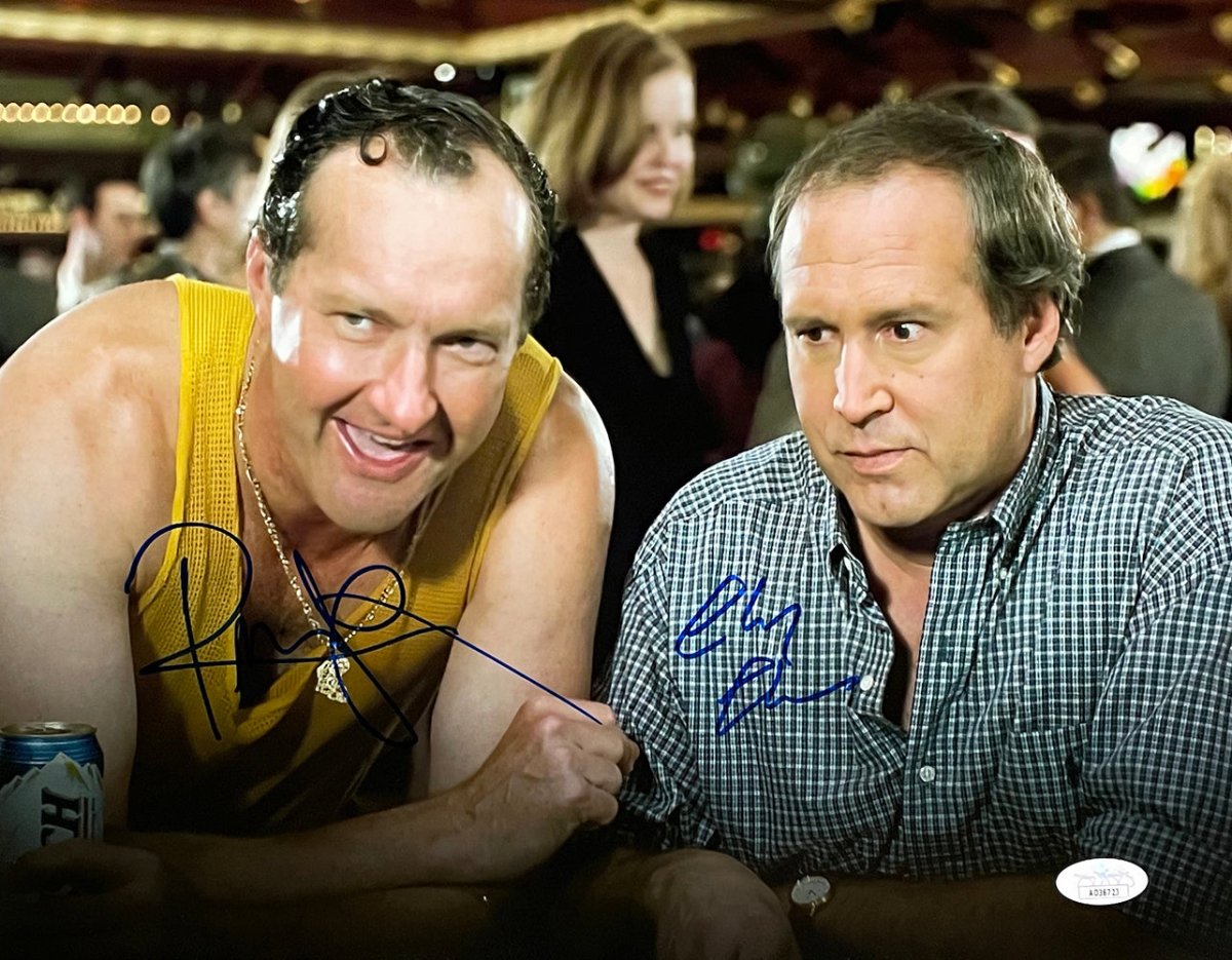 Authentic Chevy Chase & Randy Quaid Signed 11x14 National Lampoon's Vegas Vacation Photo - JSA Certified - Perfect for Movie Memorabilia Collections & Home Theater Decor