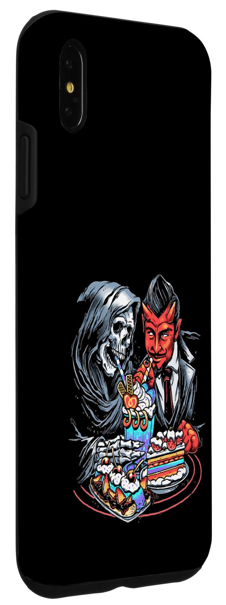 iPhone XS Max Grim Reaper & Satan Occult Halloween Goth Phone Case - Protective Cover for Dark Aesthetic, Gothic Fashion & Halloween Costume Accessories