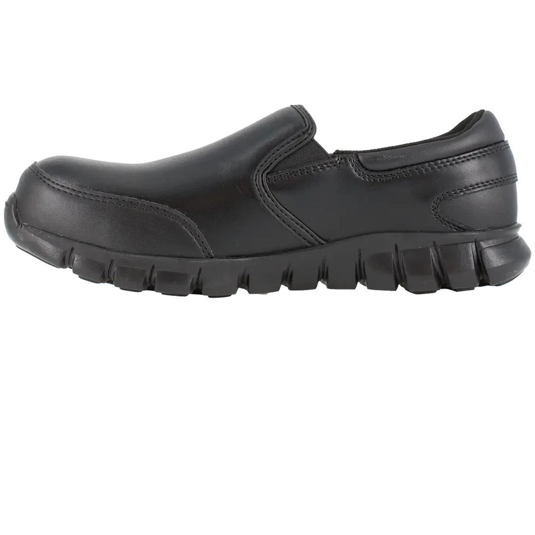 Sublite Cushion Composite Toe Slip-On Work Shoes for Men - Lightweight Safety Shoes for Construction, Warehouse & Industrial Work - Black Athletic Work Sneakers