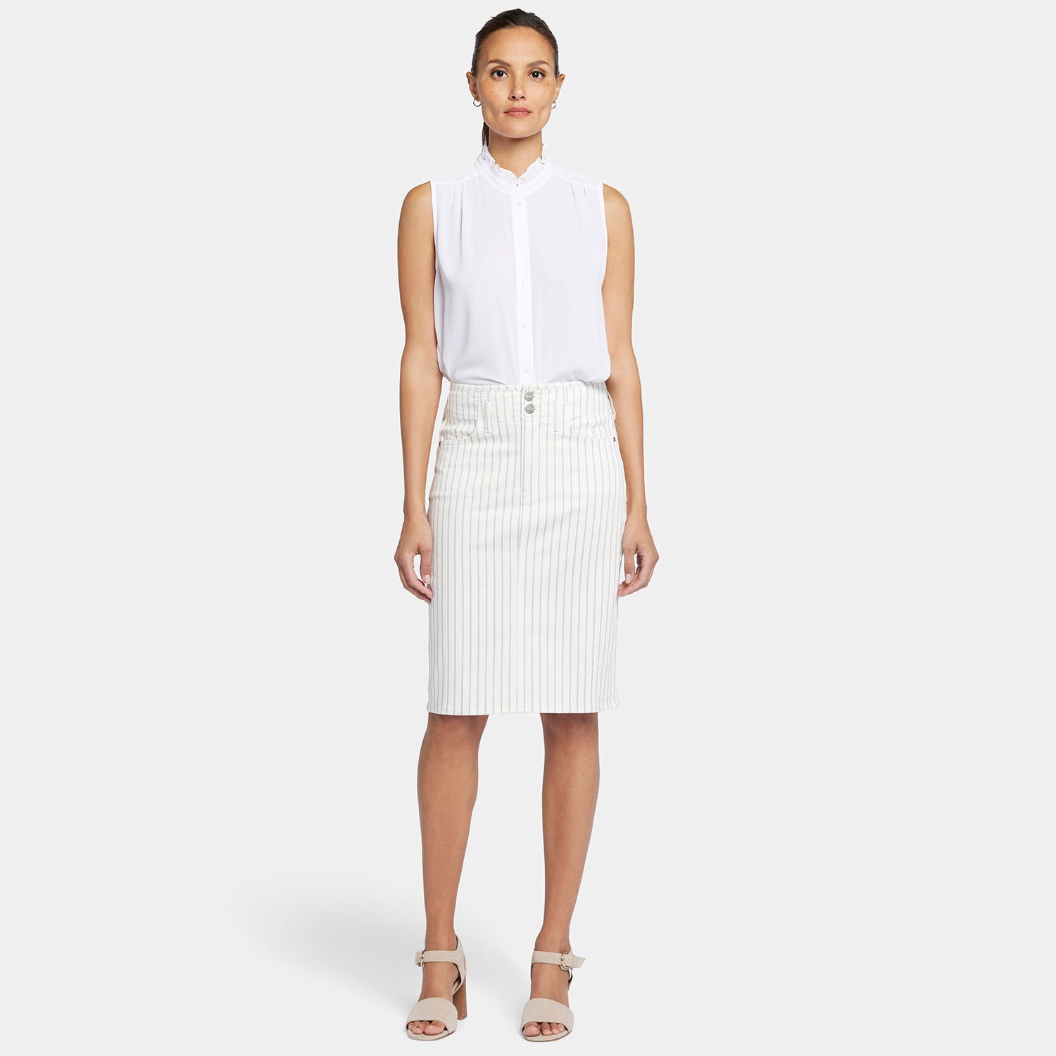 Petite High Waist Skirt with Beach Cruise Stripes - Flirty Summer Skirt for Vacations, Beach Outings & Casual Wear