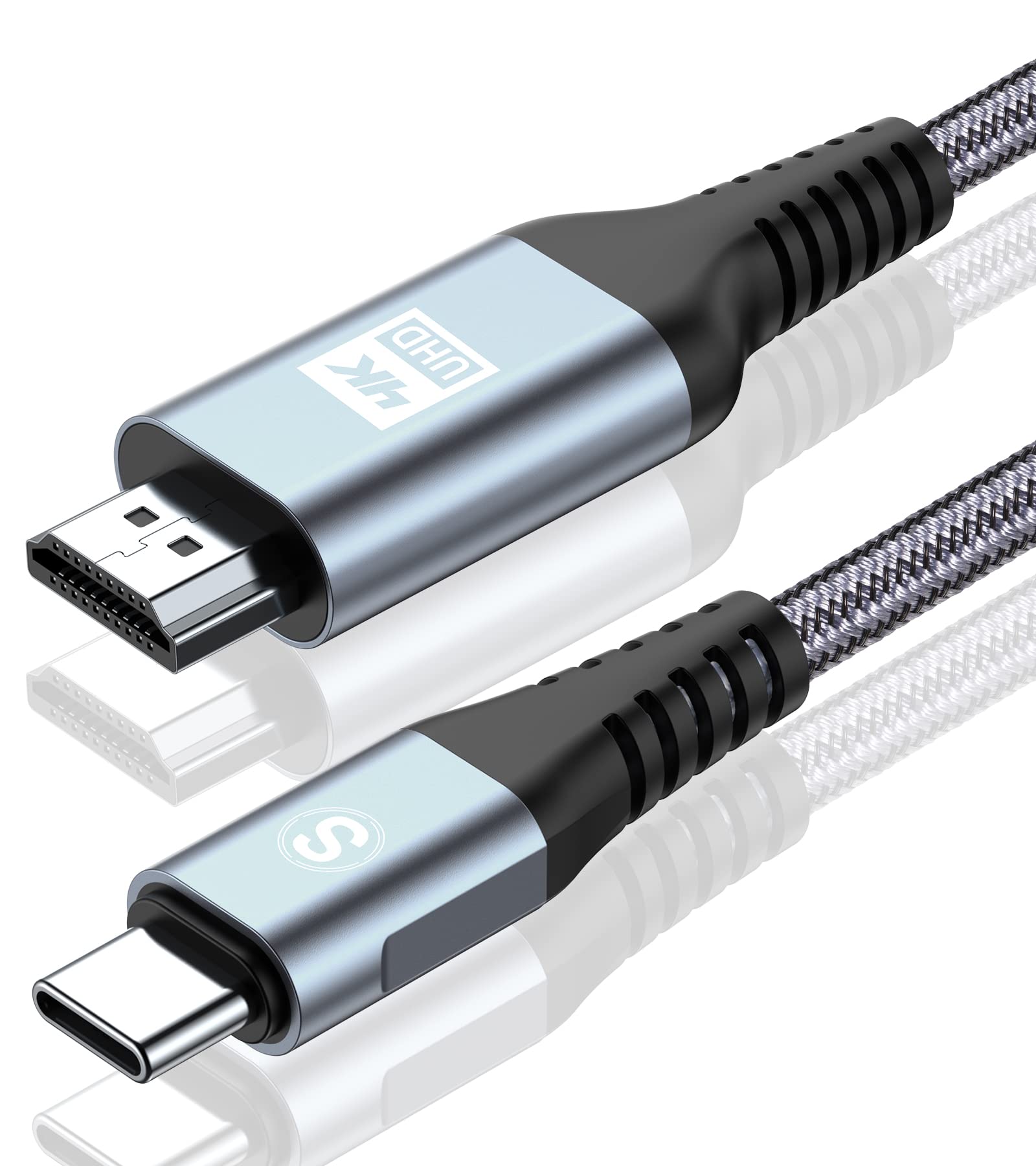 SWECENT 4K USB C to HDMI Cable 2M (6.6ft) - Thunderbolt 3/4 Compatible - for MacBook, iPad Pro/Air, iMac, iPhone 15/Plus, Samsung Galaxy S23/S22/S21/S20/S10, Surface, Nintendo Switch & Android Phones - Connect to TV/Monitor for Streaming, Gaming & Presentations