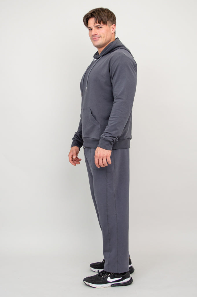 JoeJoe Men's Cotton Hoodie - Soft & Comfortable Charcoal Pullover Sweatshirt for Casual Wear & Outdoor Activities