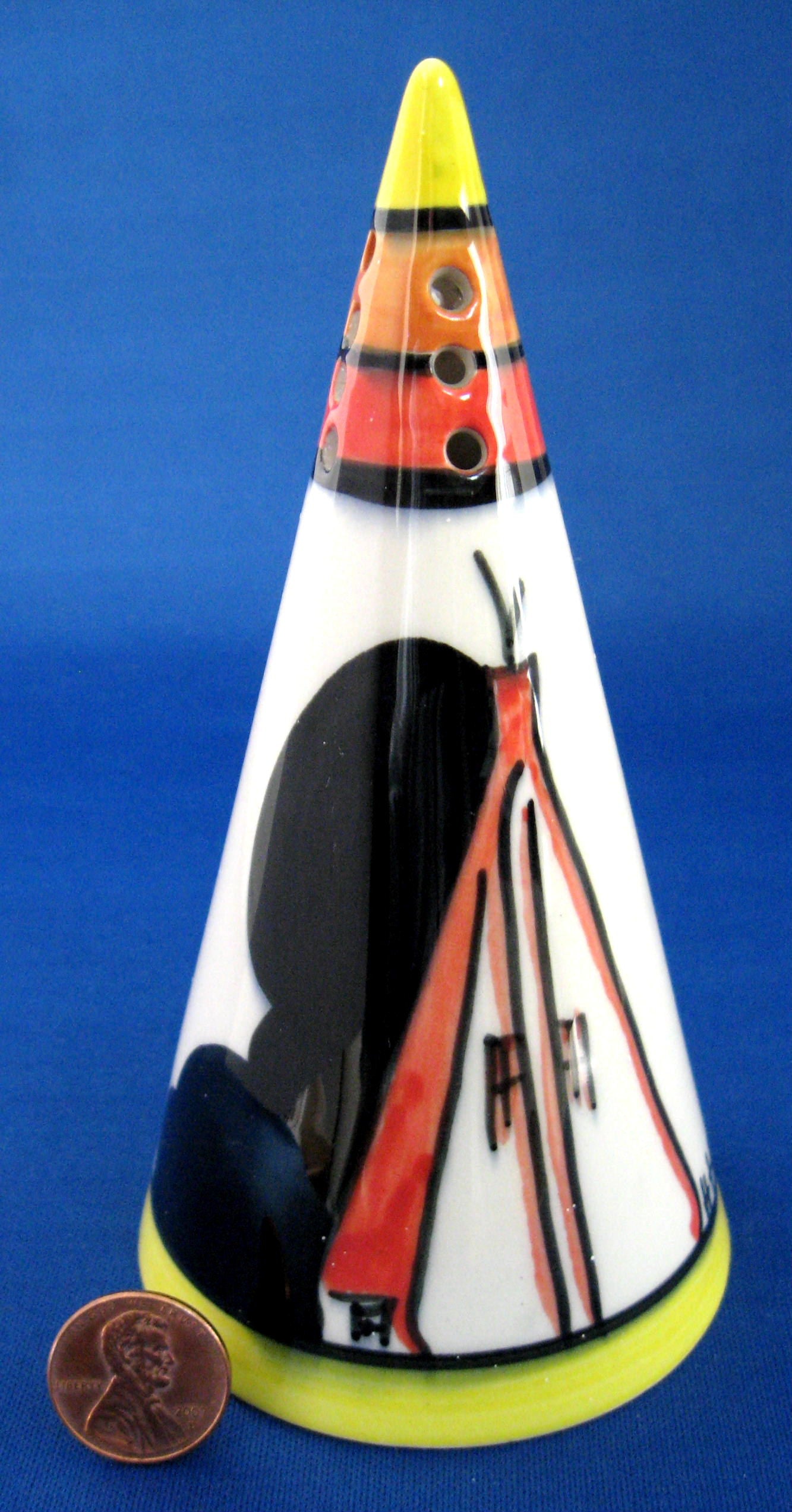 Vintage 1960s Art Deco Hand Painted Sugar Shaker - Signed Cottage Style Muffineer for Tea, Coffee & Dessert Table Decor