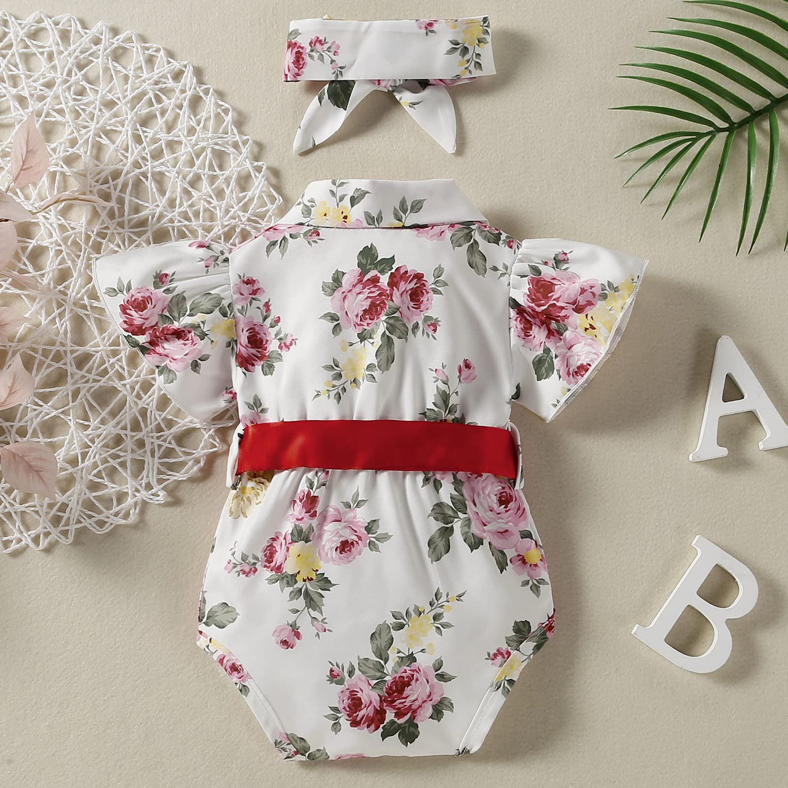 Newborn Baby Girl Summer Romper - Cute Casual Toddler Bodysuit with Fly Sleeve & High Waist Lapel | Perfect for Infant Outfits, Playtime & Photo Shoots