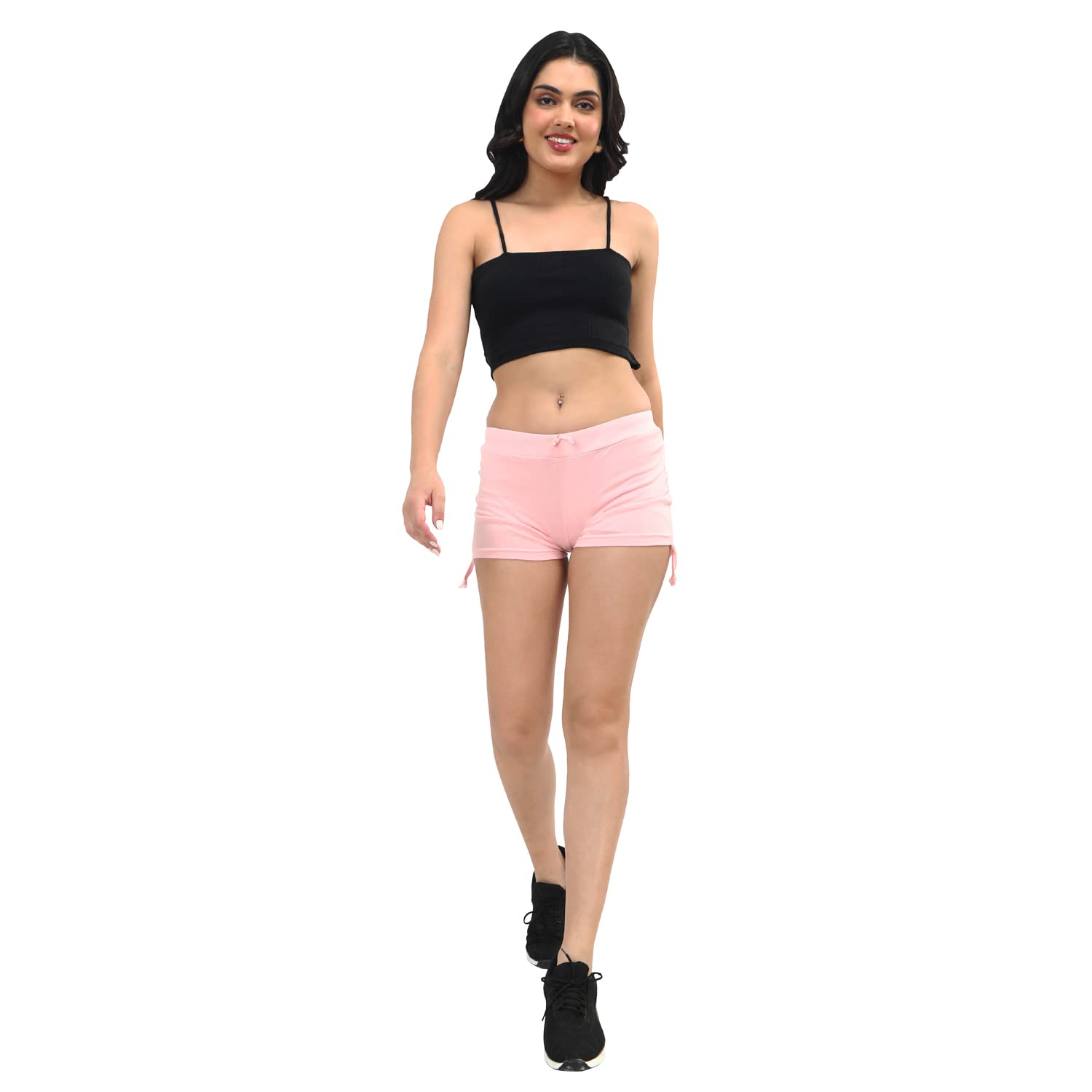 TWGE Women's Cotton Stretch Athletic Shorts - High Waist Elastic Gym Yoga Shorts for Women - Comfortable Workout & Lounge Pants for Running, Home Wear & Sleepwear