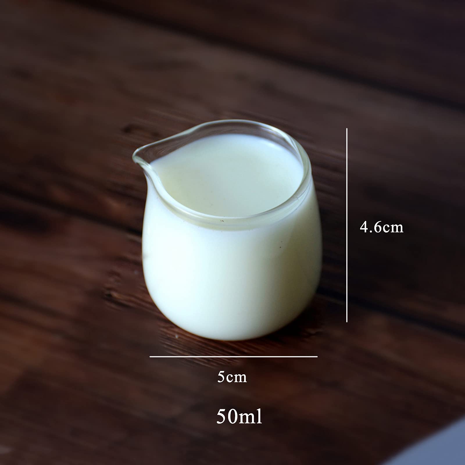 Charque Mini Glass Creamer - 1.8oz Small Milk Jug for Coffee, Tea, Salad Dressing & Sauces | Perfect for Kitchen, Cafe & Dining Table Use