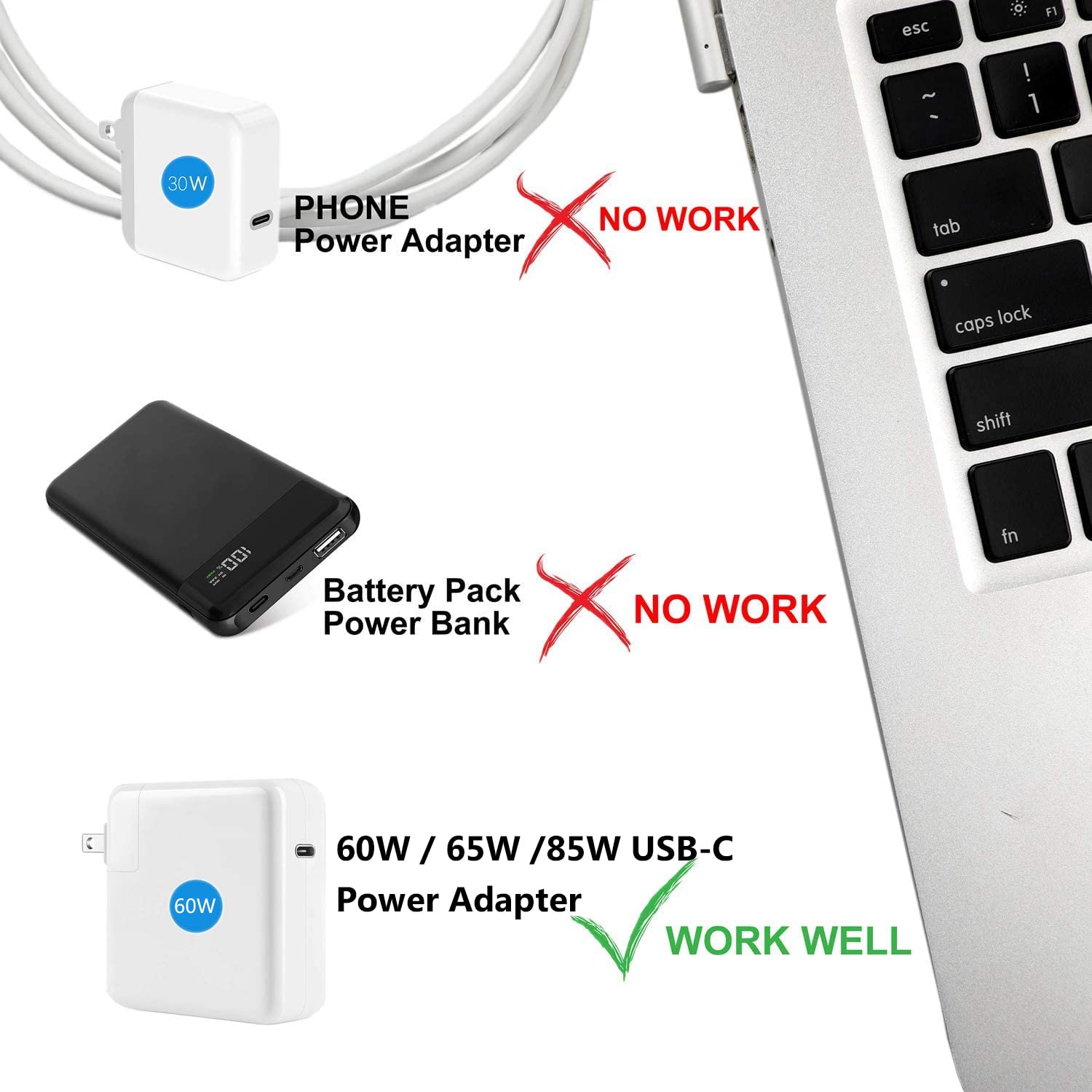 85W USB C to Magnetic Charging Adapter for MacBook Air Pro 2012-2017 | Fast Charging Cable Compatible with MacBook Pro/Air | Perfect for Home, Office & Travel Use