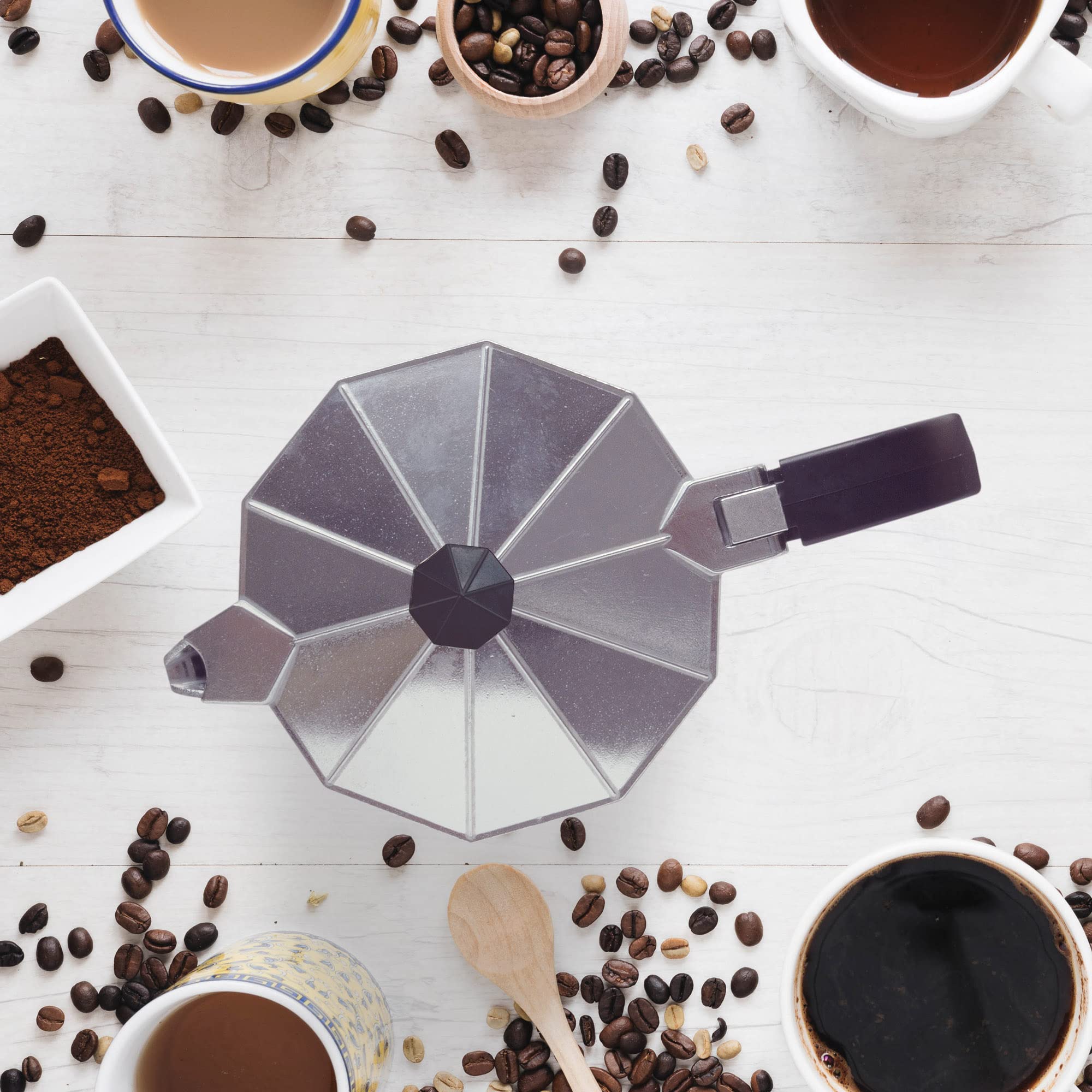 Fino Stovetop Espresso Coffee Maker - 9 Cup Italian Moka Pot for Strong Coffee, Perfect for Home, Office & Camping Use