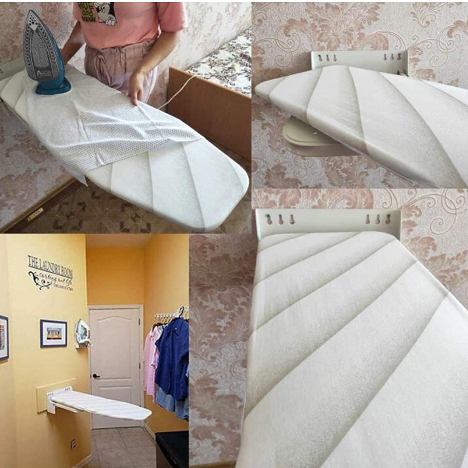 Wall Mounted Ironing Board - 180° Rotatable Space Saving Folding Ironing Table with Heat Resistant Cover | Anti-Scald White Iron Board for Small Spaces & Laundry Rooms | Perfect for Apartments, Dorms & Home Use