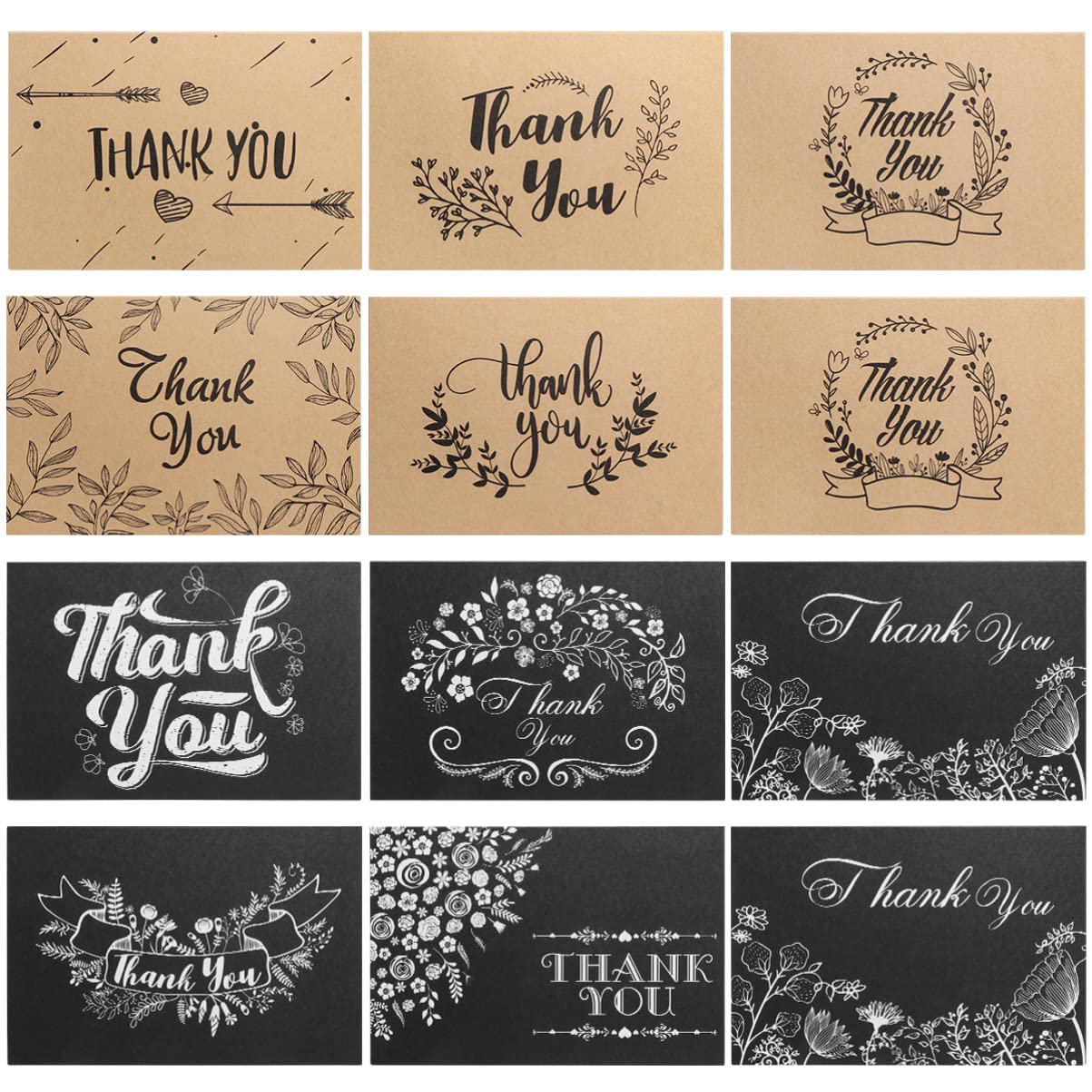 PartyKindom 150 Pack Thank You Cards with Envelopes & Stickers - Bulk Wedding, Baby Shower, Graduation, Teacher Appreciation Cards - Perfect for Small Business, Events & Personal Thank You Notes