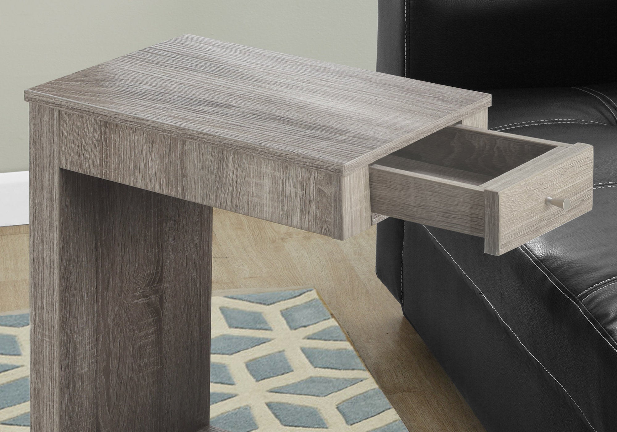 Modern Dark Taupe Accent Table with Drawer - Stylish Side Table for Living Room, Bedroom & Office Decor