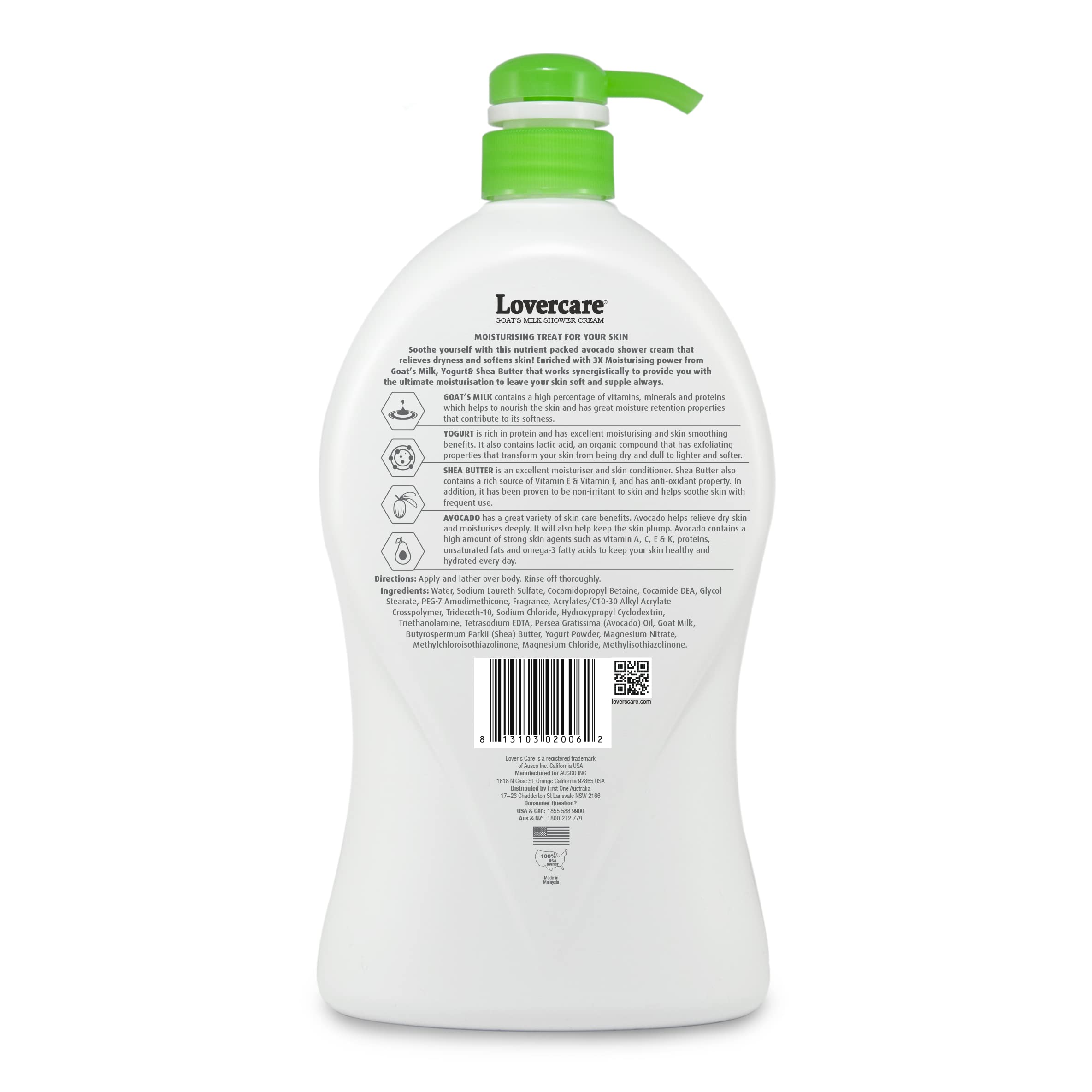 2-Pack Goat's Milk & Avocado Moisturizing Body Wash - 40.7 Fl Oz Each - Hydrating Shower Gel for Dry Skin - Perfect for Daily Use & Spa Days at Home