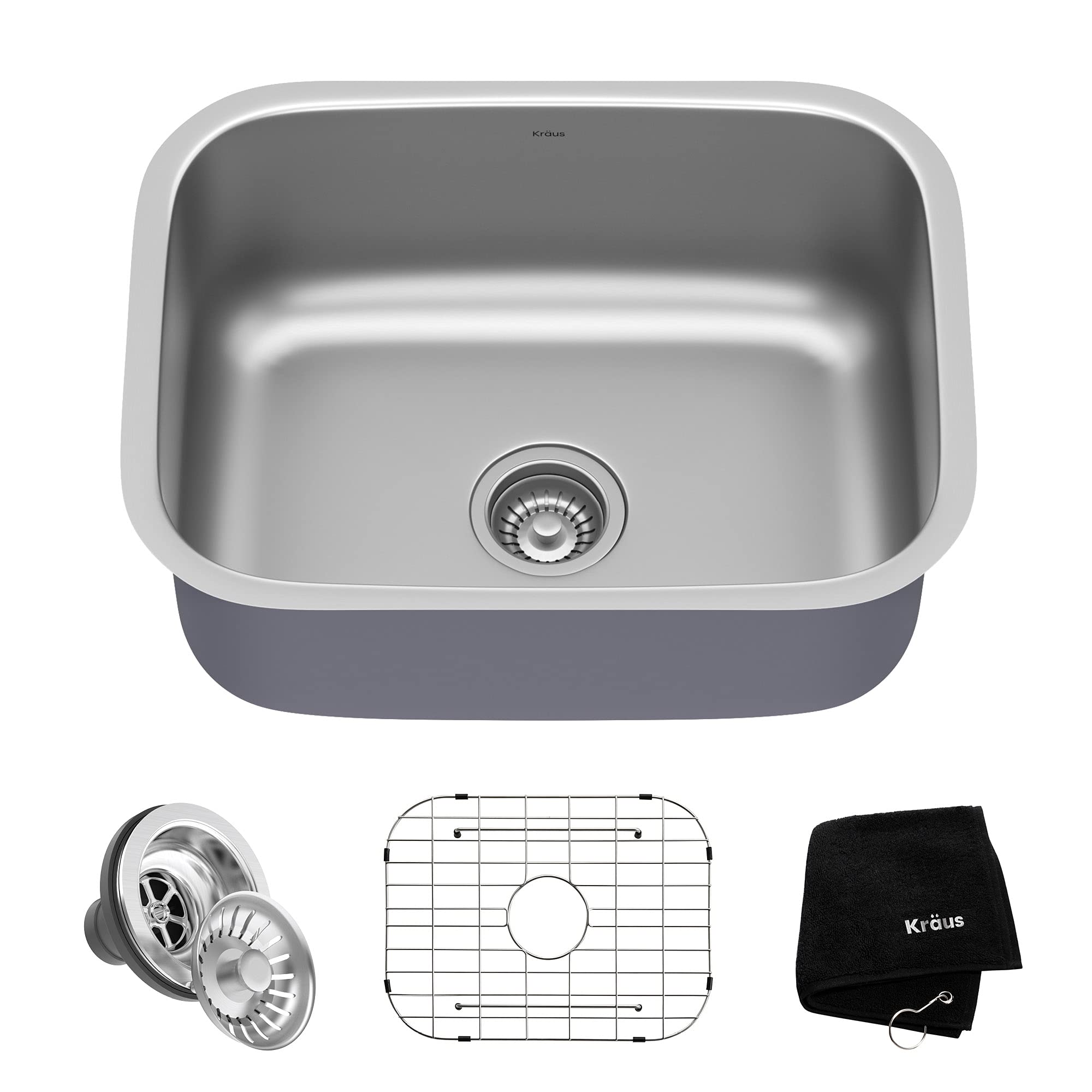 Kraus KBU12 23-Inch Undermount Single Bowl 16-Gauge Stainless Steel Kitchen Sink - Durable & Stylish for Modern Kitchens, Perfect for Cooking & Cleaning