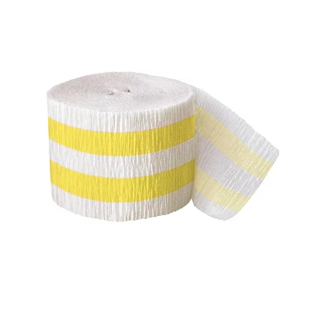 81' Sunflower Yellow Stripes Crepe Paper Streamer - 1 Piece | Perfect for Birthday Parties, Baby Showers & DIY Decorations