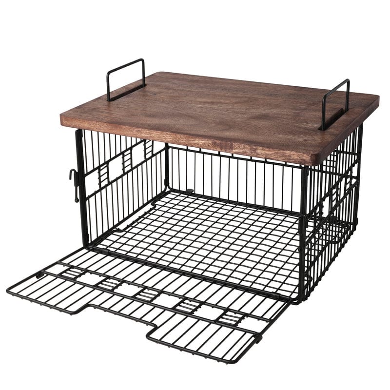 Madam Grid Stacking & Nesting Basket with Mango Wood Lid - Organize Pantry, Bathroom, or Office Supplies - Stylish Storage Solution for Home Decor