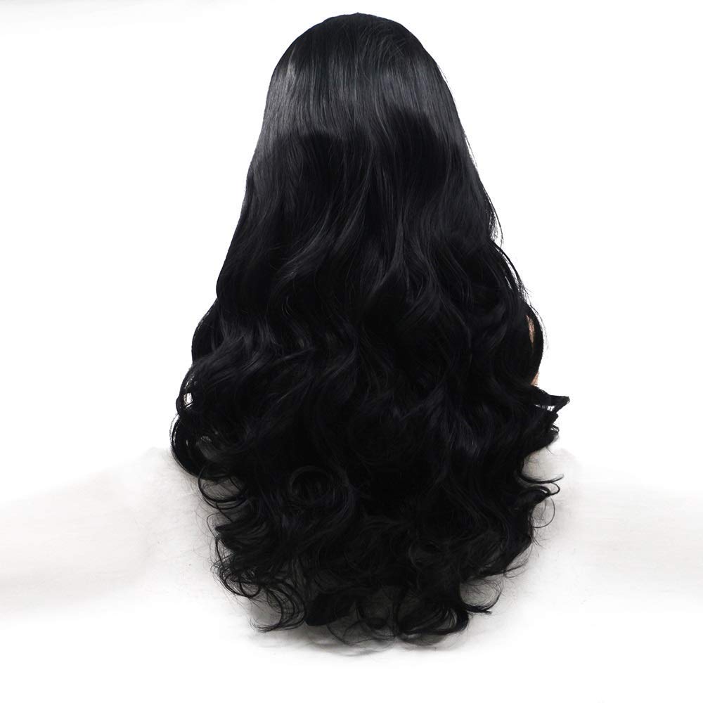 YiCan Wigs for Women - Dyed European Style Synthetic Hair Wig Set - Black Long Curly Hair with Big Waves - Perfect for Cosplay, Halloween, Parties and Daily Fashion Styling