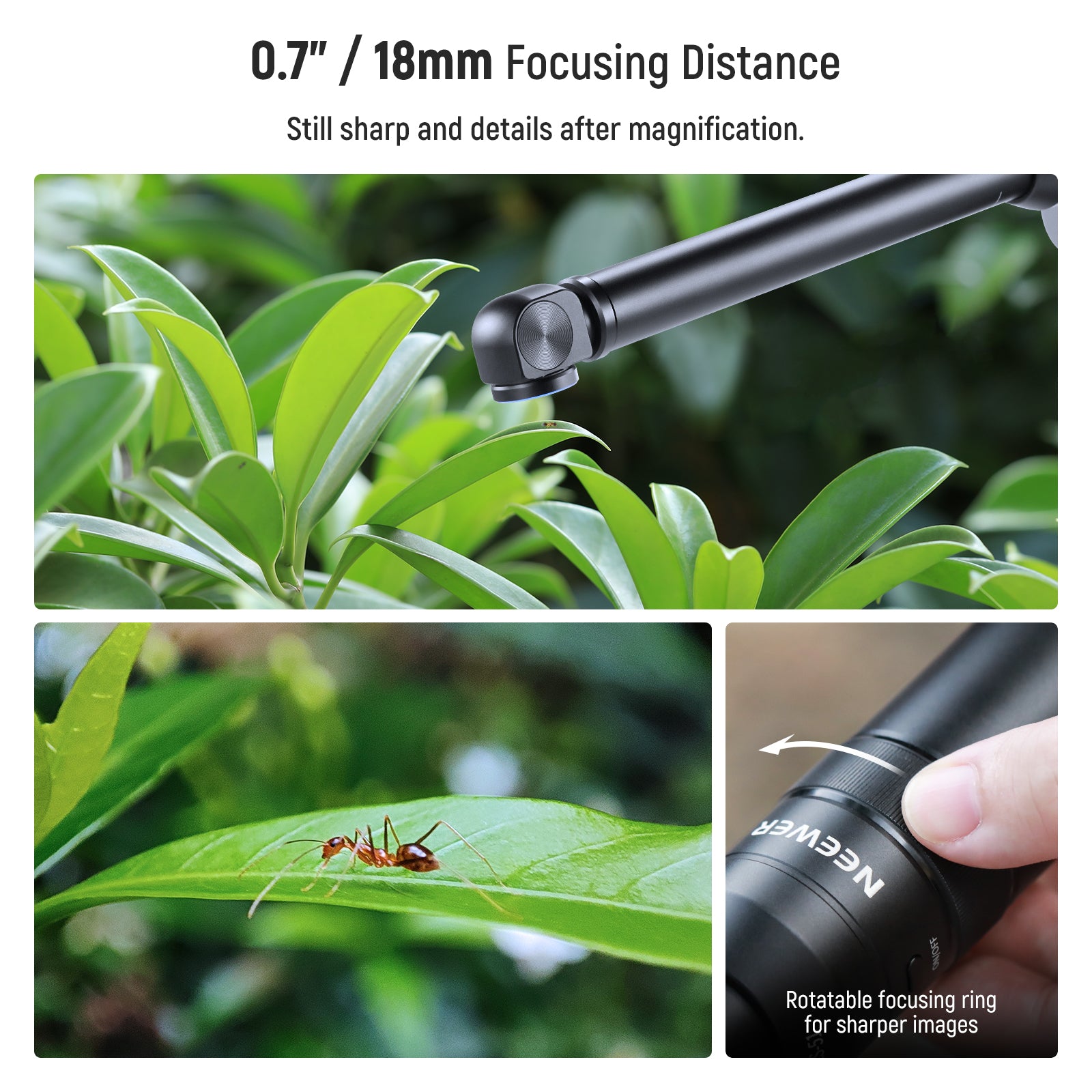 NEEWER LS 51 18mm 2x Macro Probe Lens with 17mm Thread - Professional Close-Up Photography for Jewelry, Electronics & Small Object Inspection