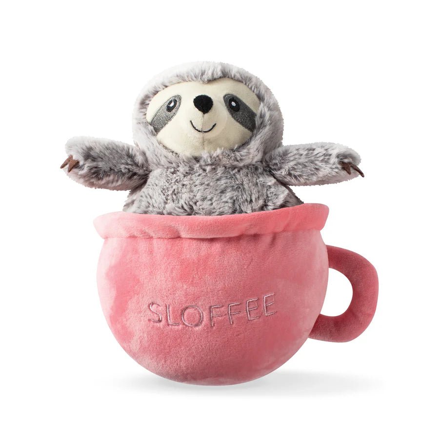 Cute Sloth in Coffee Cup Plush Squeaky Dog Toy - Soft & Chew-Resistant Puppy Chew Toy for Small & Medium Dogs - Perfect for Playtime, Cuddling & Training Rewards