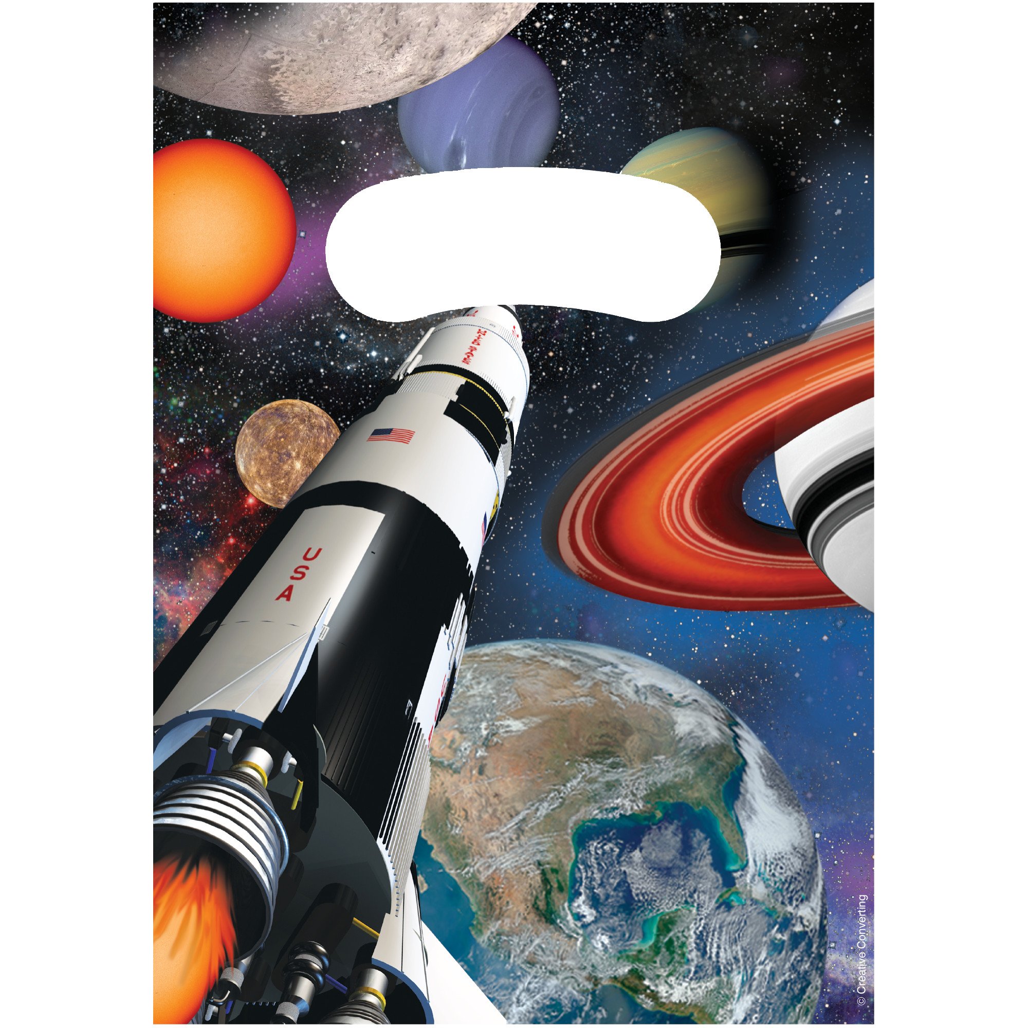 Creative Converting Space Blast Loot Favor Bags - 8 Pack Galaxy Themed Party Supplies for Kids Birthday, Baby Shower & Space Themed Events - Perfect for Goodie Bags, Treats & Party Favors