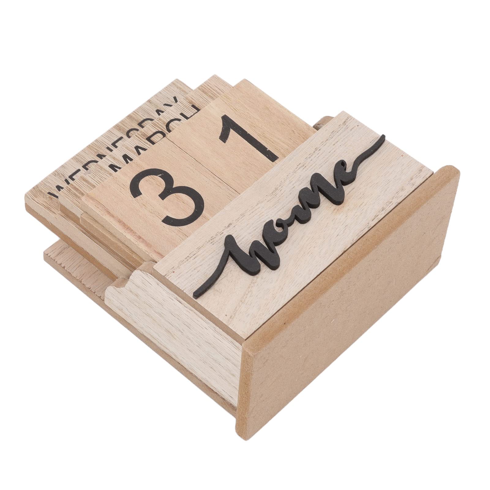 Huleo Sturdy & Durable Perpetual Wood Desk Calendar - Reusable Retro Office Organizer for Home, Work & School - Perfect for Planning, Scheduling & Productivity