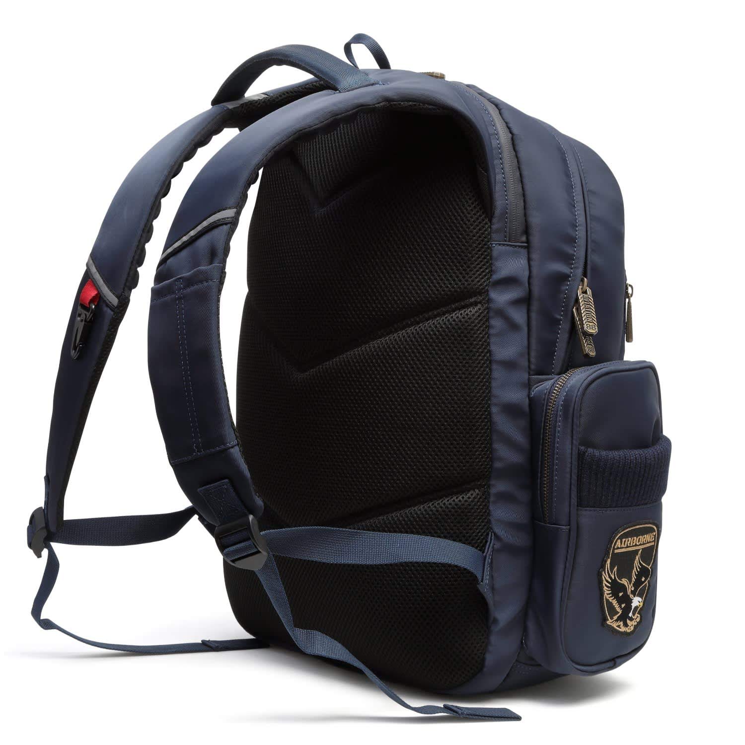 Stylish MA-1 Embroidered Backpack with Multiple Pockets - Navy Airborne Military Design for Travel, Hiking & Daily Commute