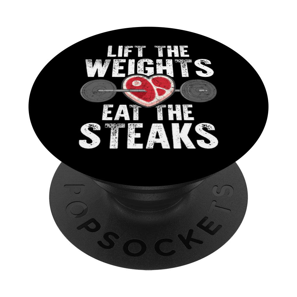 Funny Workout Gym Meat Lover PopSockets - Phone & Tablet Grip Stand with 'Lift Weights Eat Steaks' Design | Perfect for Fitness Enthusiasts & Protein Lovers
