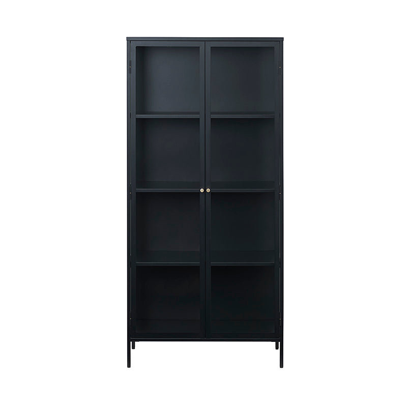 Black CARMEL 2 Door Glass Display Cabinet 90x190cm - Perfect for Showcasing Collectibles, China & Home Decor in Living Room or Office