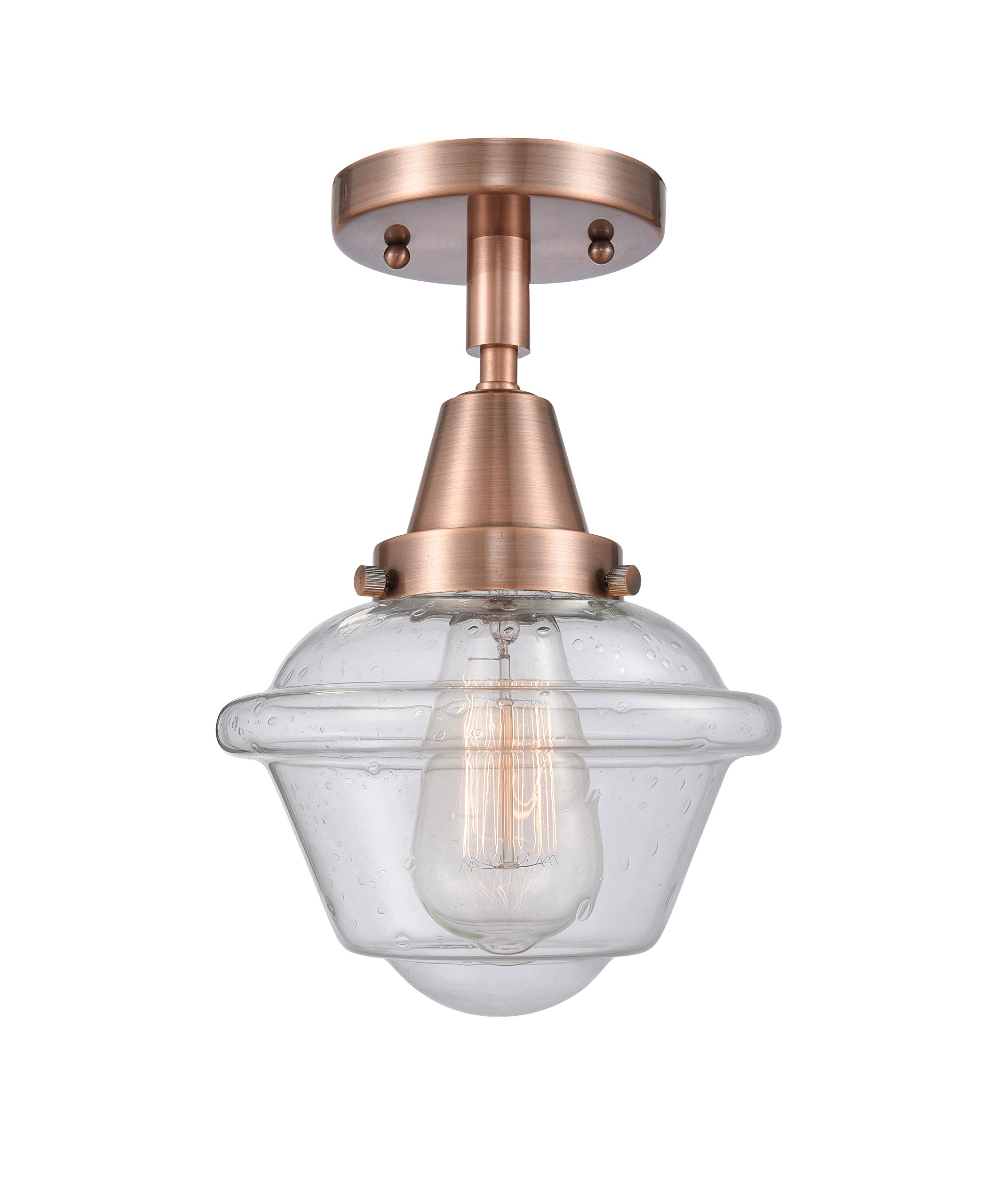 Franklin Restoration Collection Copper Finish LED Flush Mount Ceiling Light - 447-1C-AC-G534-LED - Energy Efficient Modern Lighting for Bedroom, Hallway & Kitchen