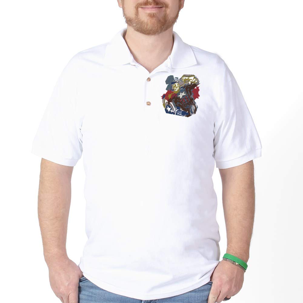 Captain America Golf Shirt - Men's Marvel Superhero Polo Shirt for Golf, Casual Wear & Comic Con Events | Moisture-Wicking & UV Protection