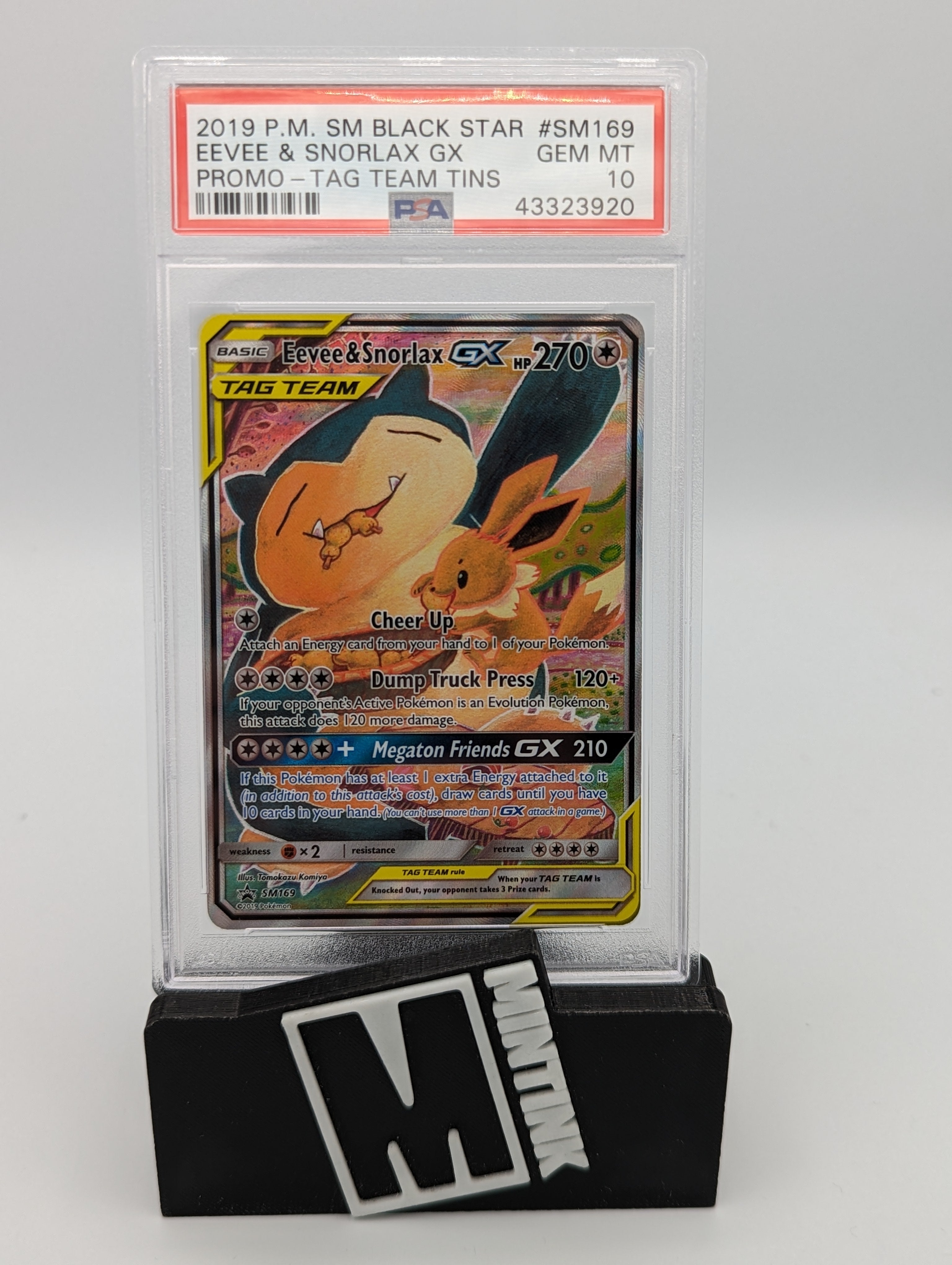 2019 Pokemon SM Black Star PSA 10 Eevee & Snorlax GX Promo Tag Team Tins #SM169 - Rare Collectible Card for Trading, Gaming & Display