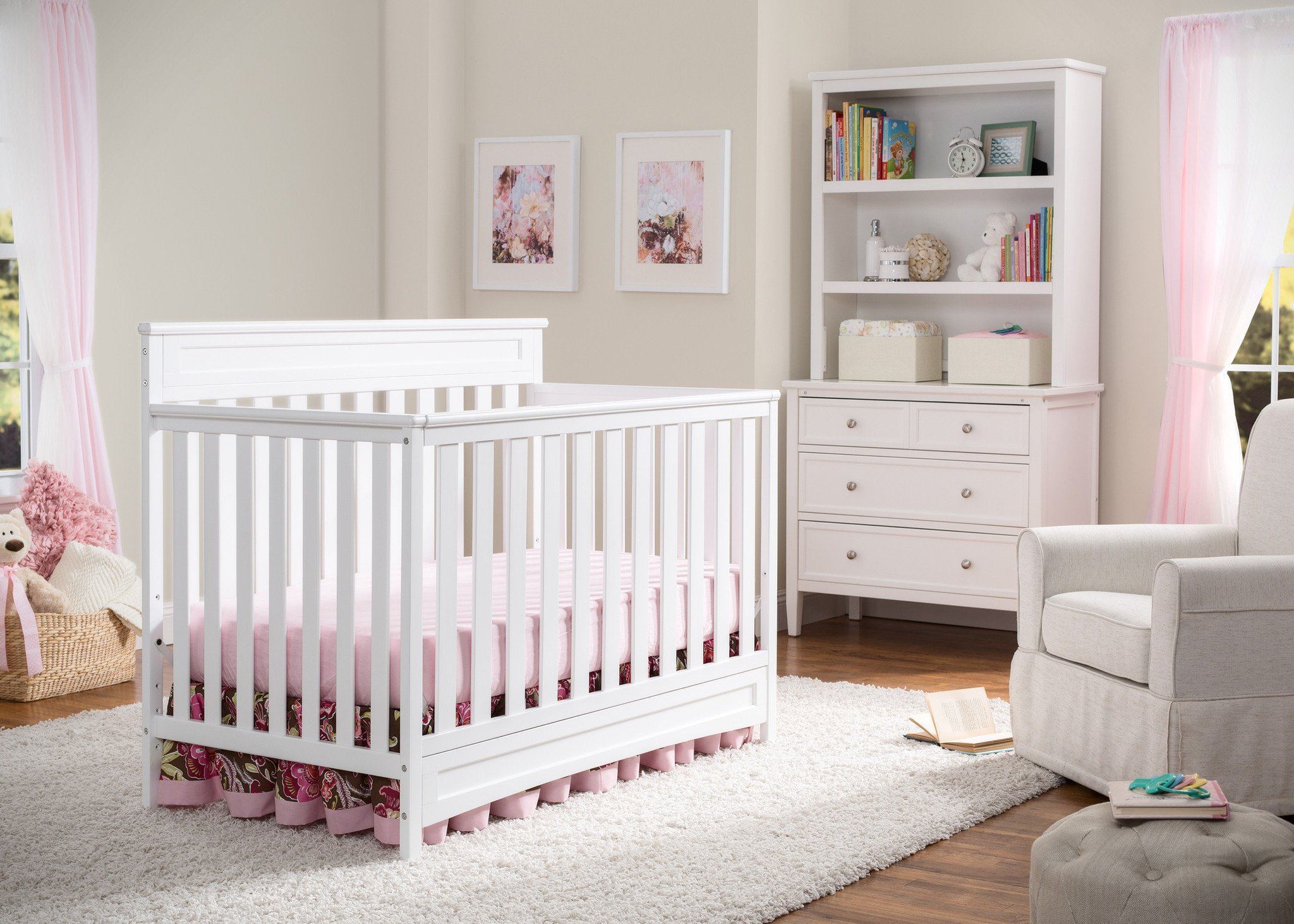 4-in-1 Convertible Baby Crib with Toddler Bed & Dresser - Geneva Nursery Furniture Set for Newborns to Kids | Perfect for Small Spaces & Modern Nurseries
