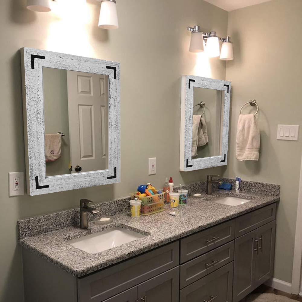 YOSHOOT Rustic Wooden Framed Wall Mirror 32