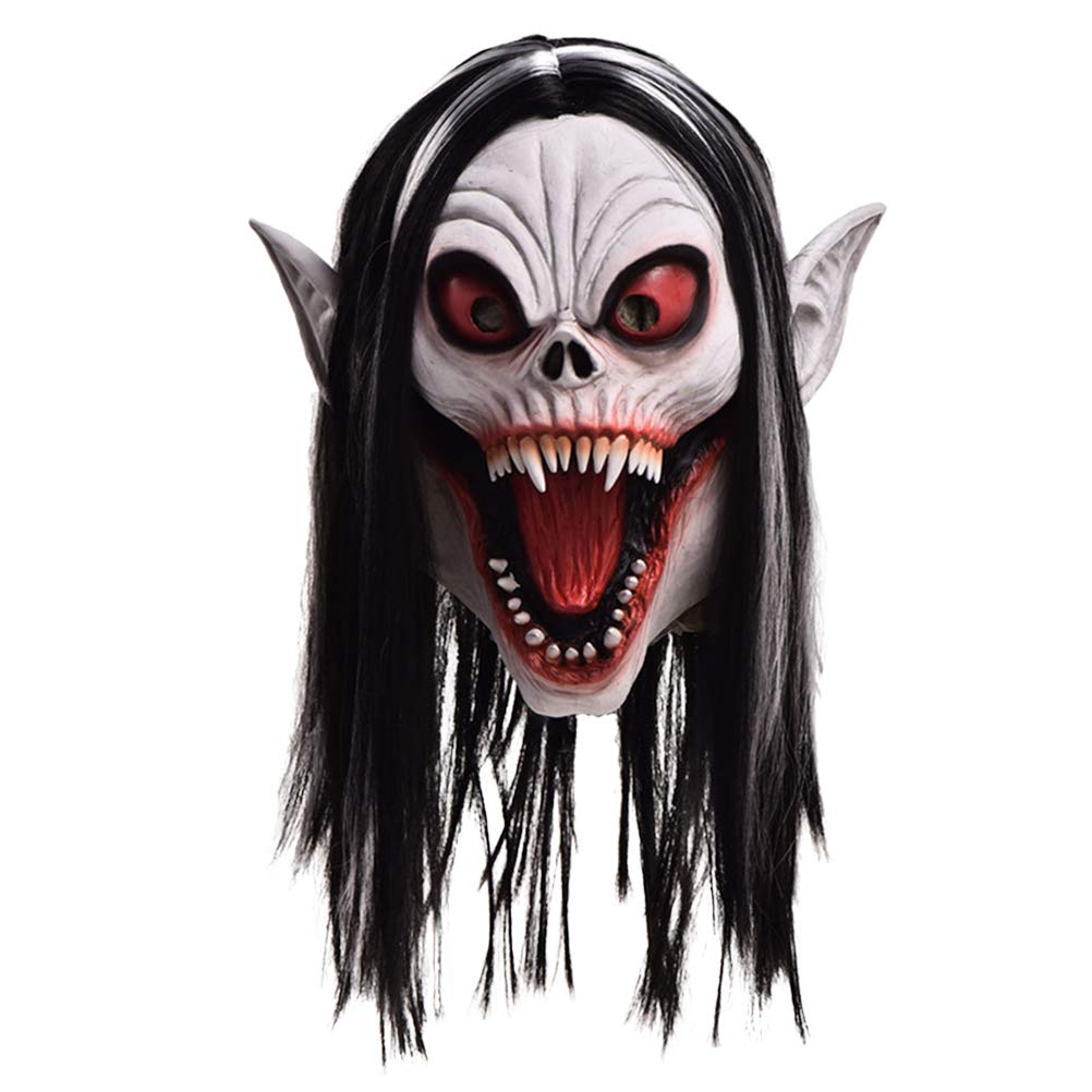 Amosfun Morbius Latex Halloween Mask - Scary Horror Cosplay Costume Accessory for Masquerade Parties & Spooky Events