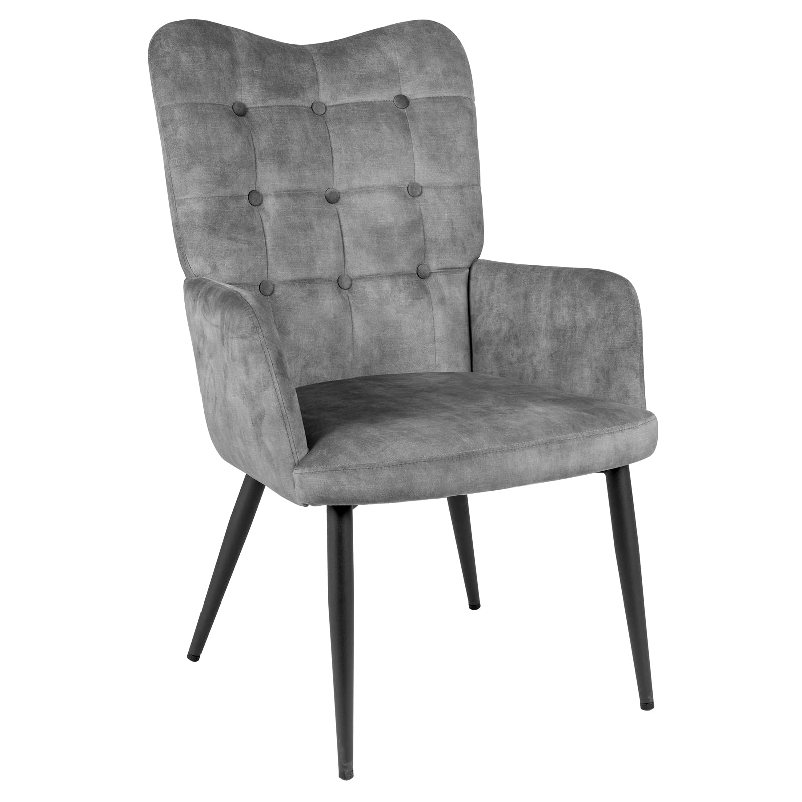 Duhome Modern Velvet Accent Chair - Tufted Button Back Armchair with Tall Upholstered Back, Grey Living Room & Bedroom Furniture for Home Office, Reception & Lounge Areas