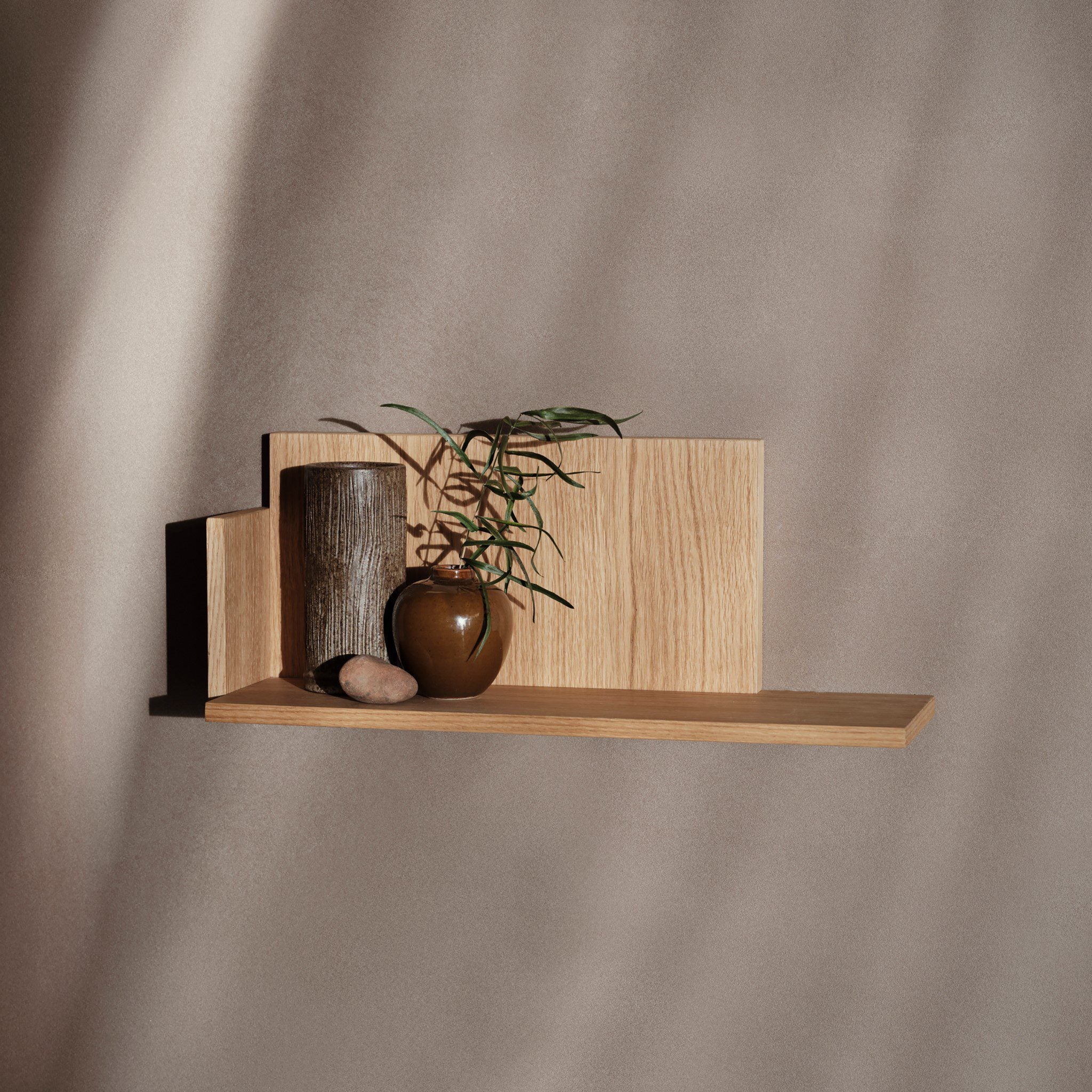 FERM LIVING Stagger Shelf - Oiled Oak Low Profile Wall Shelf for Living Room, Bedroom & Office Storage | Modern Scandinavian Design