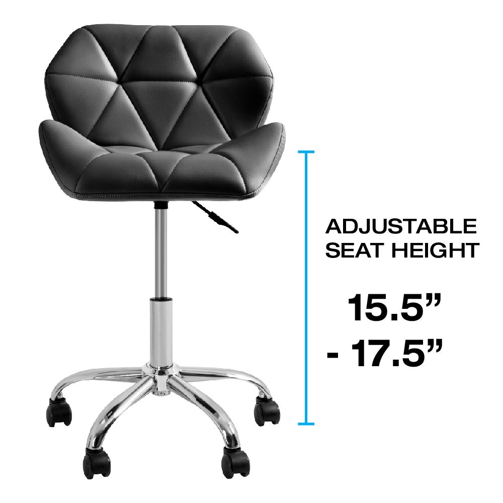 Osaki YK-9308 Adjustable Rolling Stool with Foot Rest - Set of 2 Cream Office Chairs for Salon, Spa, or Home Workspace - Ergonomic Stool for Hairdressers, Massage Therapists & Professionals