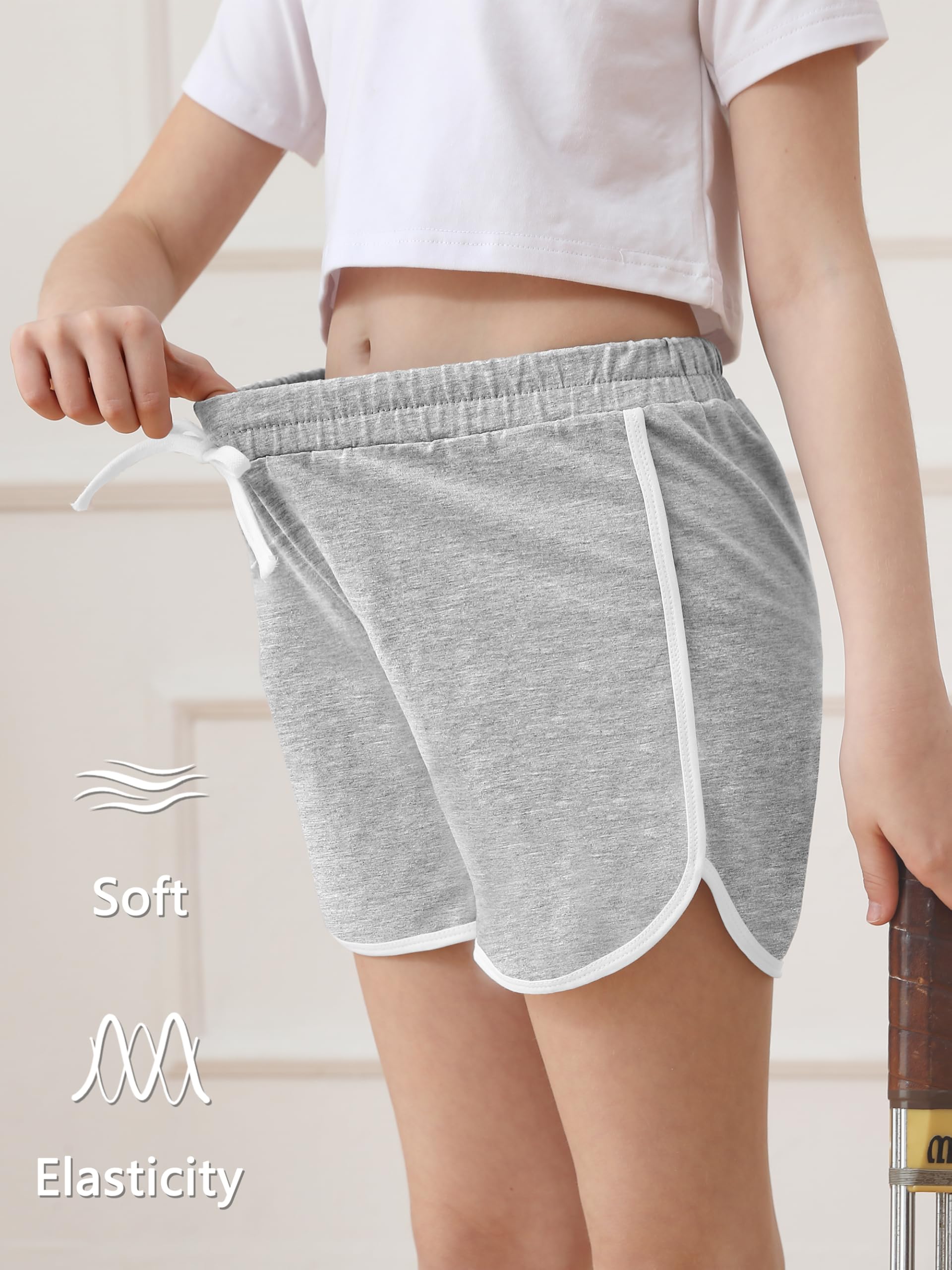 Resinta 5-Pack Girls' Cotton Athletic Shorts - Breathable Active Running Shorts for Toddlers, Summer Yoga Shorts with Dolphin Print - Perfect for Playtime, Sports & Outdoor Activities