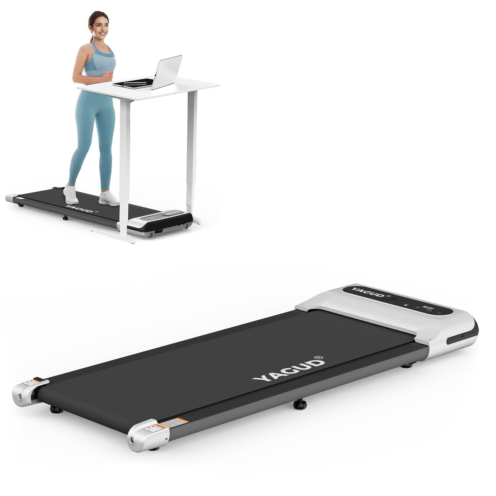 Under Desk Treadmill for Home & Office - 2.5HP Portable Walking Pad with Remote Control & LED Display - Compact Jogging Running Machine for Small Spaces (Silver) - Perfect for Work from Home, Office Exercise & Apartment Workouts