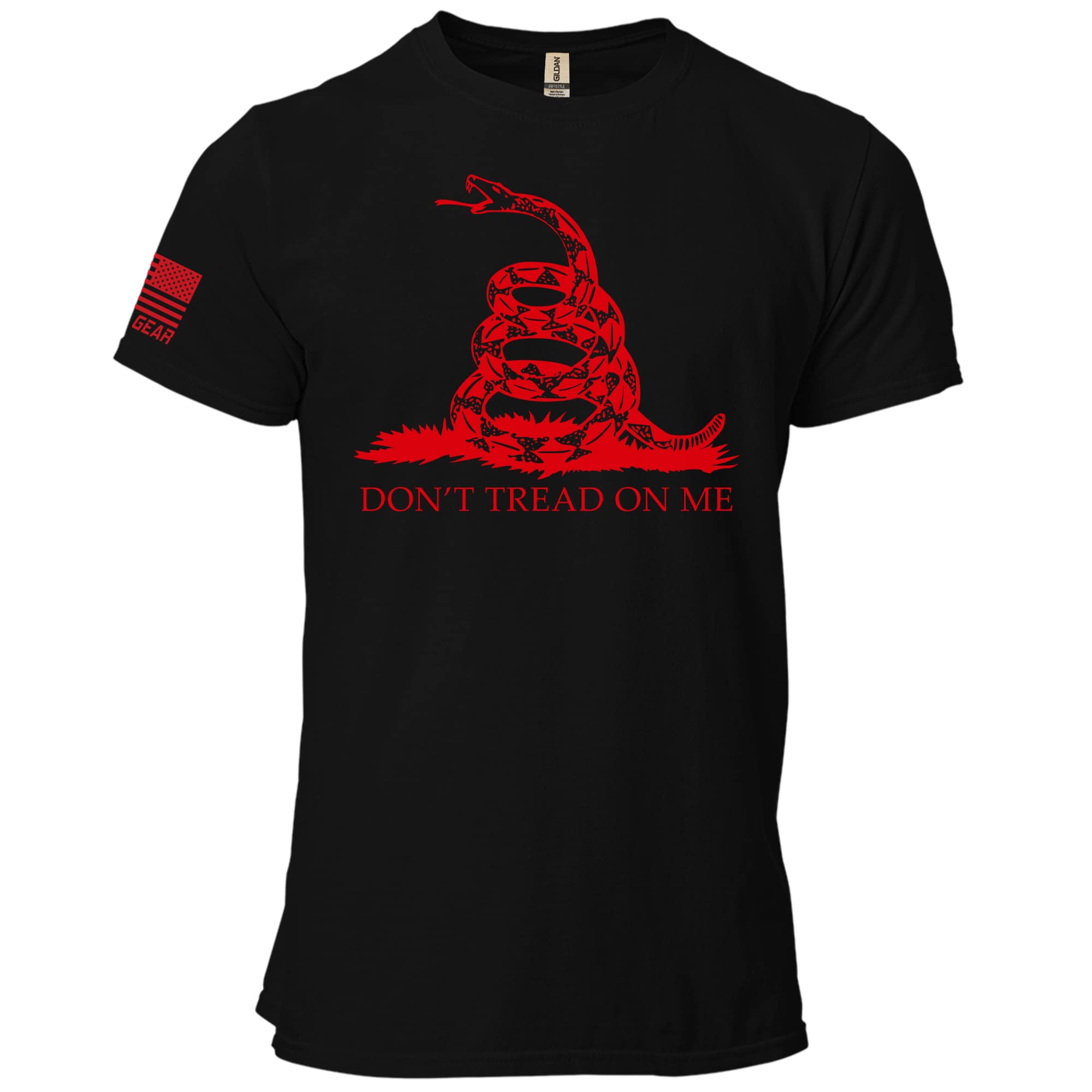 Gunner Gear Don't Tread On Me Shirt for Men - Gadsden Flag Red Snake Graphic Tee - Patriotic American Flag Shirts for 2nd Amendment Supporters & Freedom Lovers - Perfect for Political Rallies, Gun Shows & Independence Day