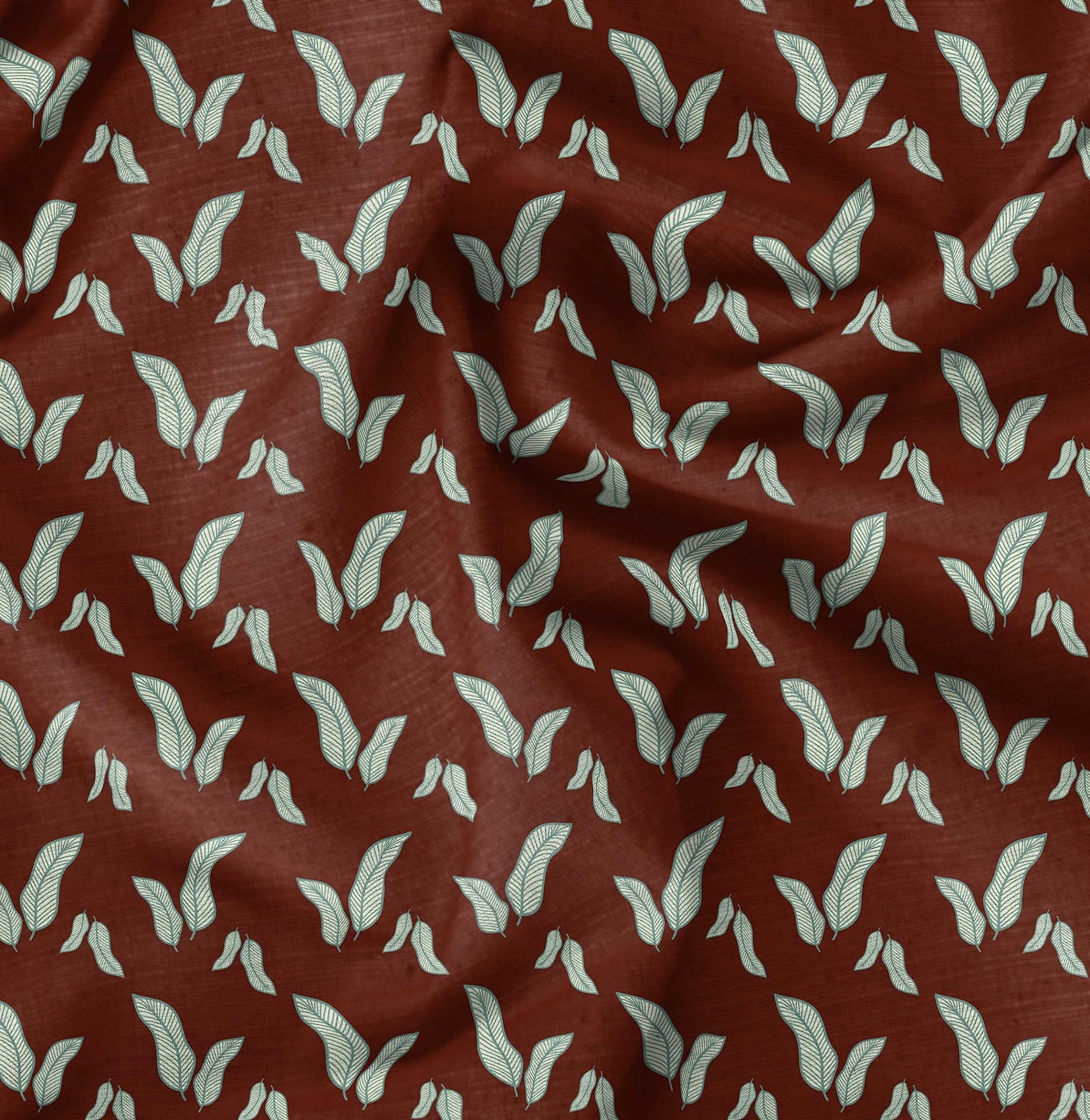 Soimoi Moss Georgette Red Fabric by The Yard - 42 Inch Wide Tropical Banana Leaf Printed Fabric for Dresses, Curtains & Home Decor | Elegant Textile for DIY Fashion & Interior Design