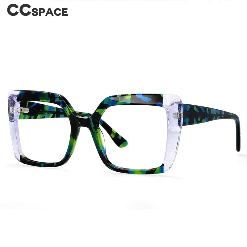 CCspace Women's Full Rim Square Acetate Reading Glasses +2.00 to +4.00 Magnification - Stylish Hyperopic Eyewear for Reading, Computer Work & Close-Up Tasks